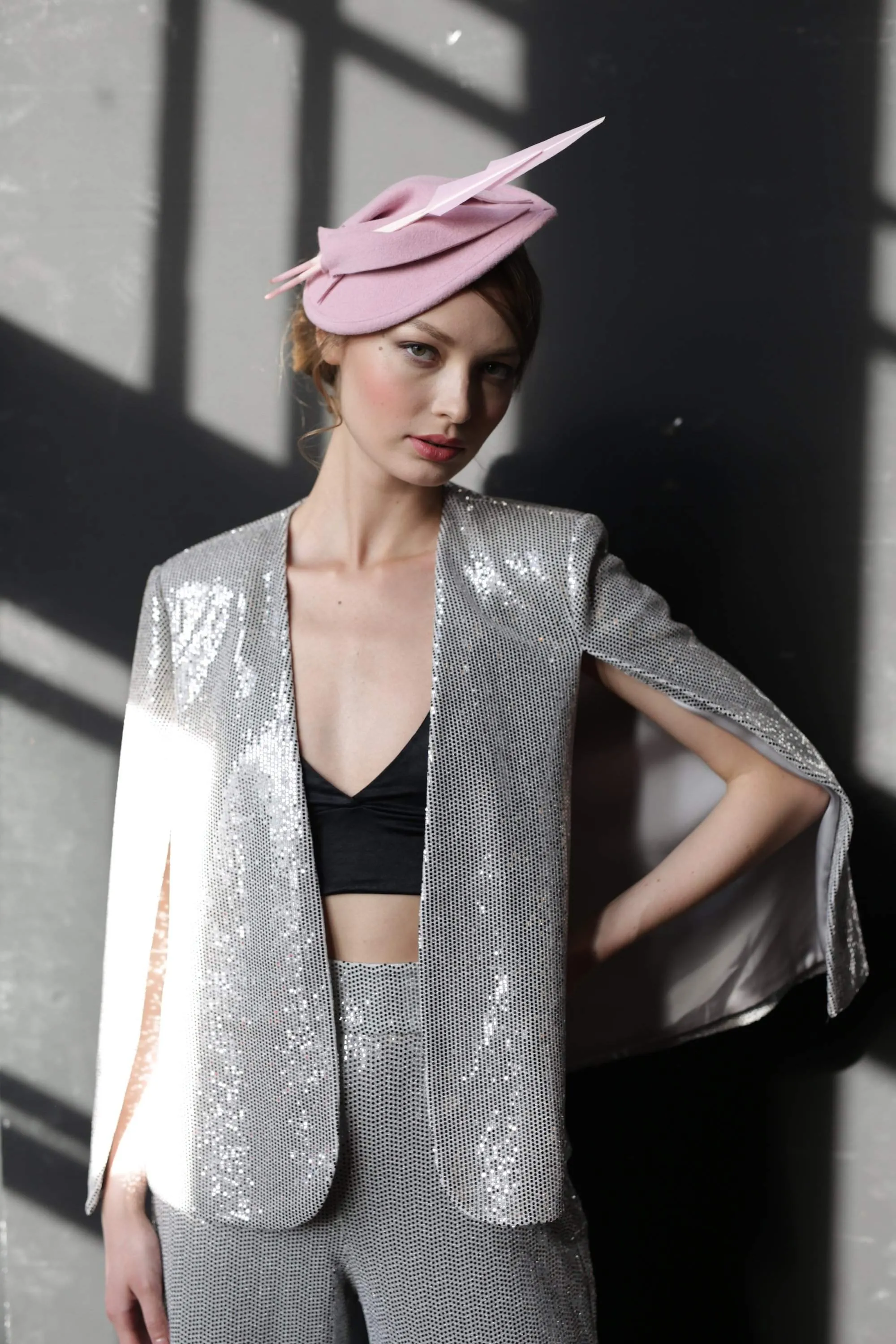 Delicate Pink Fascinator with Arrows Feathers