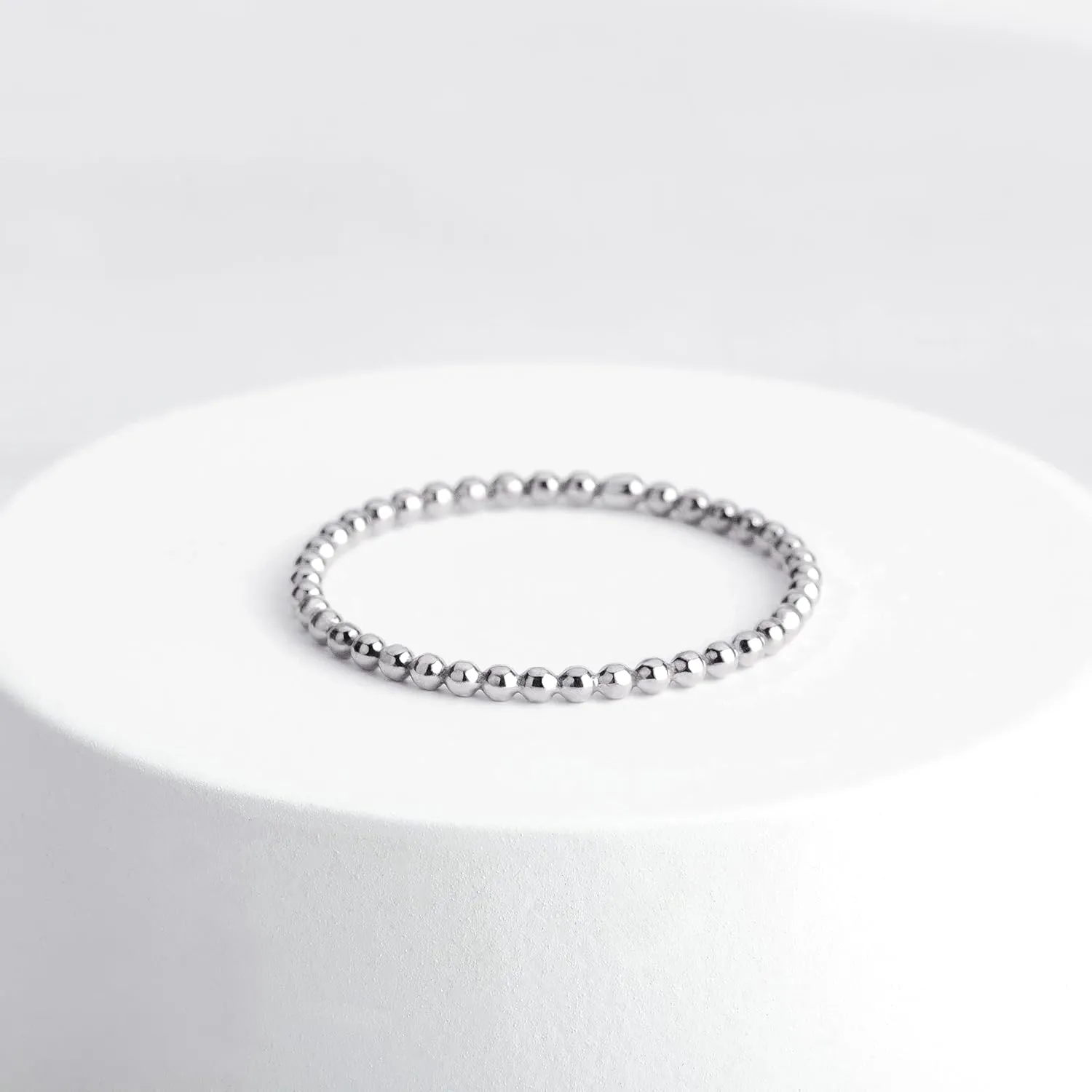 Dot Stacking Ring | Silver, Gold, or Rose Gold | Dotted Beaded Stackable Ring Band | Skinny Thin Bands Midi Ring Thumb Ring | USA Sizes 2-12 (5.5, Sterling Silver)