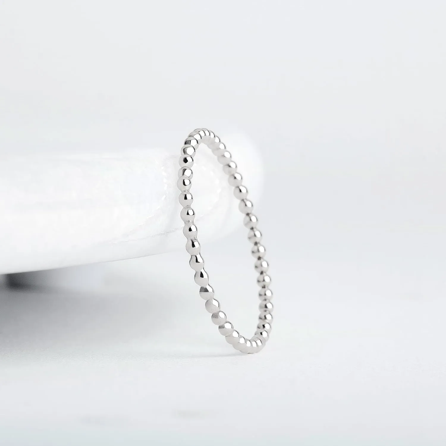Dot Stacking Ring | Silver, Gold, or Rose Gold | Dotted Beaded Stackable Ring Band | Skinny Thin Bands Midi Ring Thumb Ring | USA Sizes 2-12 (5.5, Sterling Silver)