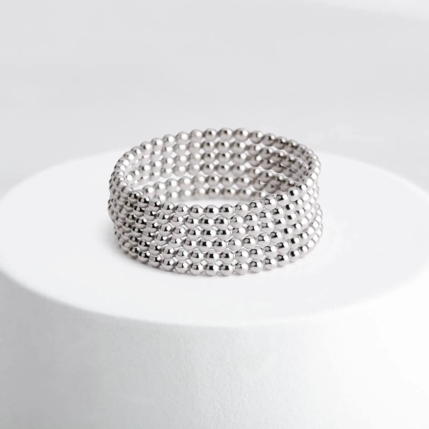 Dot Stacking Ring | Silver, Gold, or Rose Gold | Dotted Beaded Stackable Ring Band | Skinny Thin Bands Midi Ring Thumb Ring | USA Sizes 2-12 (5.5, Sterling Silver)