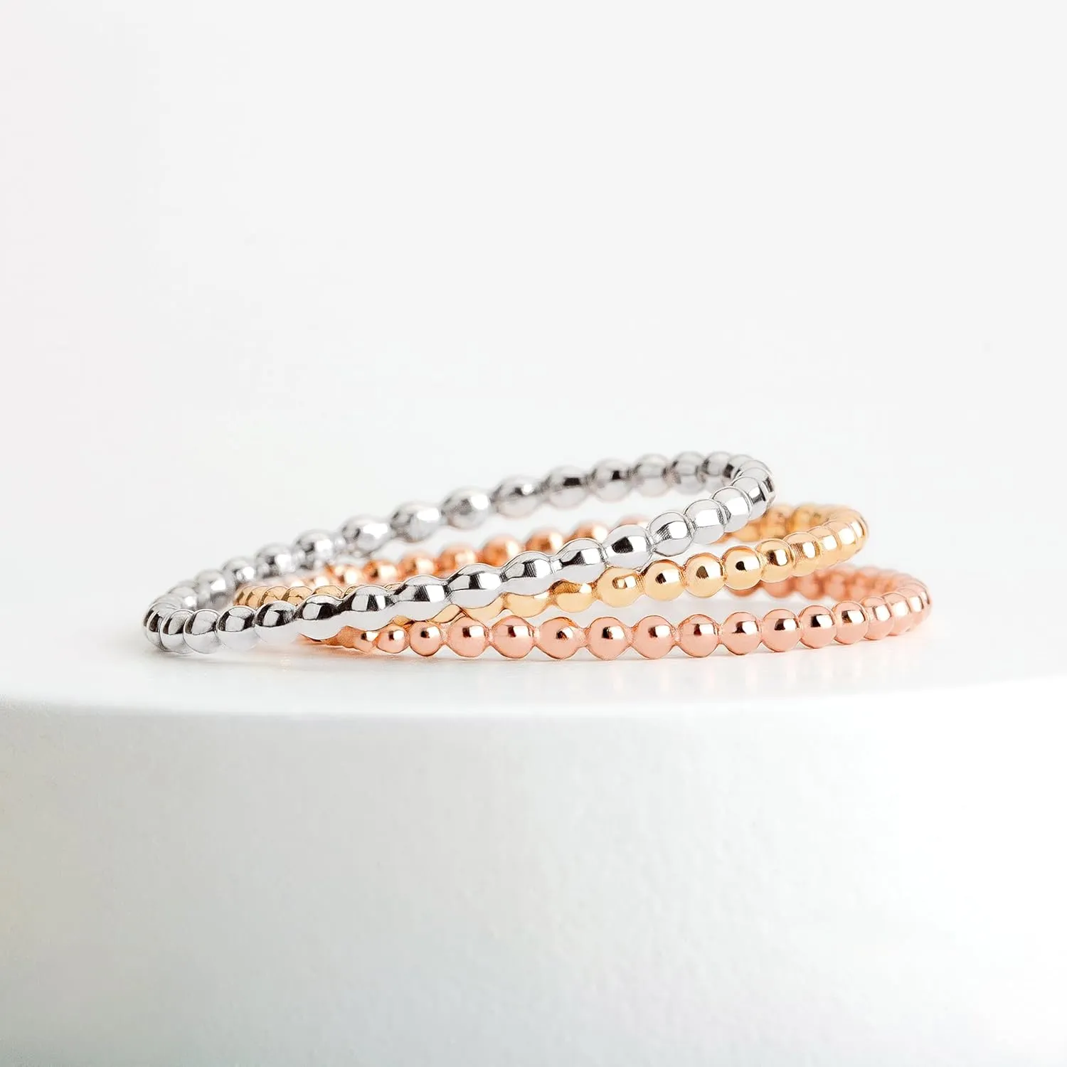 Dot Stacking Ring | Silver, Gold, or Rose Gold | Dotted Beaded Stackable Ring Band | Skinny Thin Bands Midi Ring Thumb Ring | USA Sizes 2-12 (5.5, Sterling Silver)
