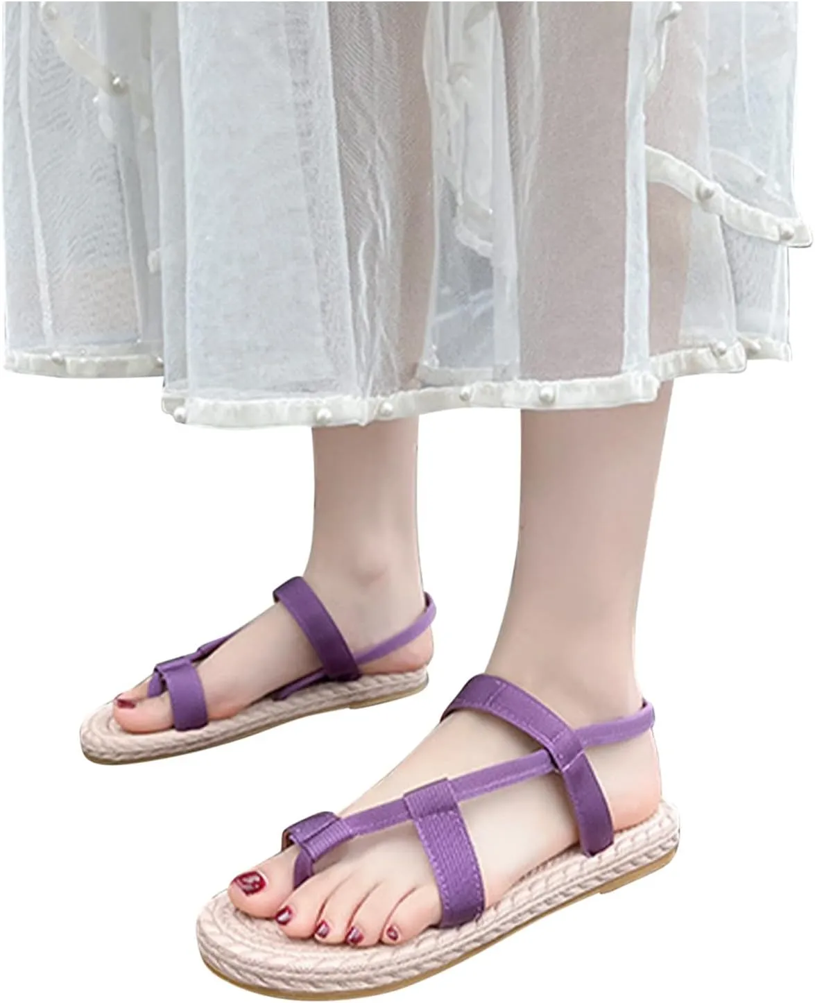 Dress Shoes for Women Toe Ring Strappy Cute Y2k Sandals 2025 Summer Fashion Vacation Sandal Flat Shoe