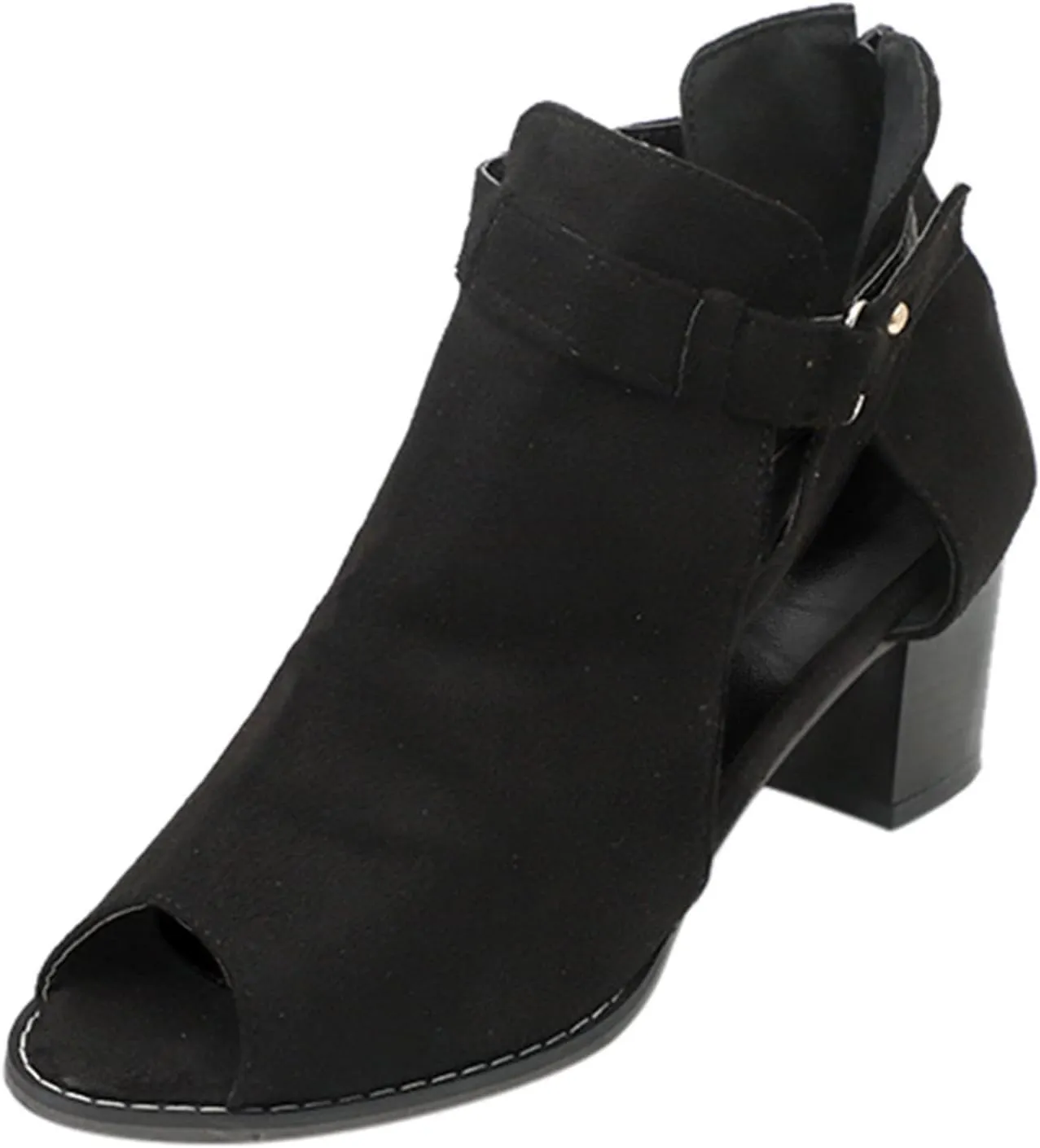 Eduavar Sandals for Women Dressy Summer, Leather Sandals for Women Breathable Cutout Open Toe Sandals with Buckle Strap