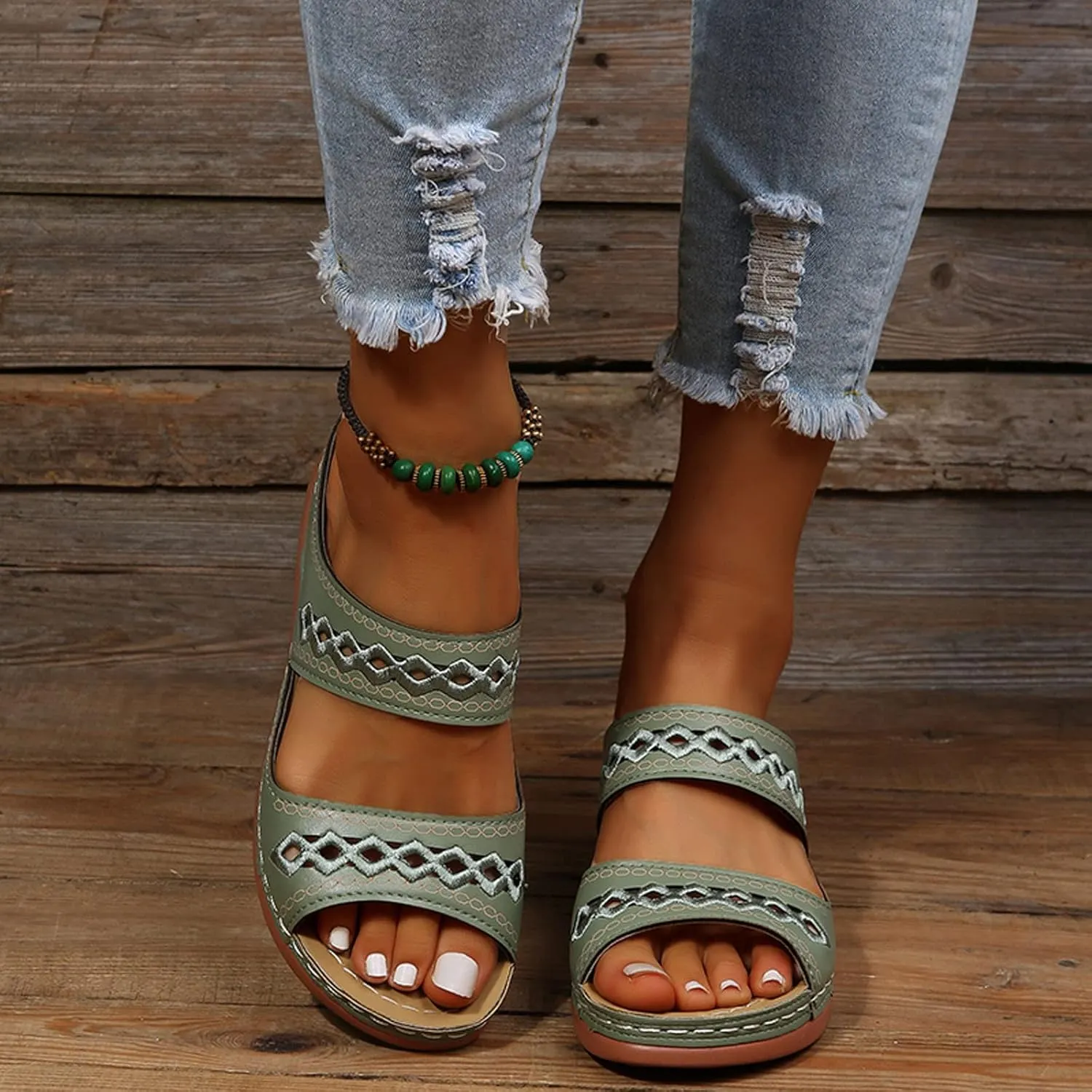 Eduavar Womens Sandals Dressy, Sandals Women Comfortable Sandals Slippers Open Toe Wedge Sandals with Arch Support