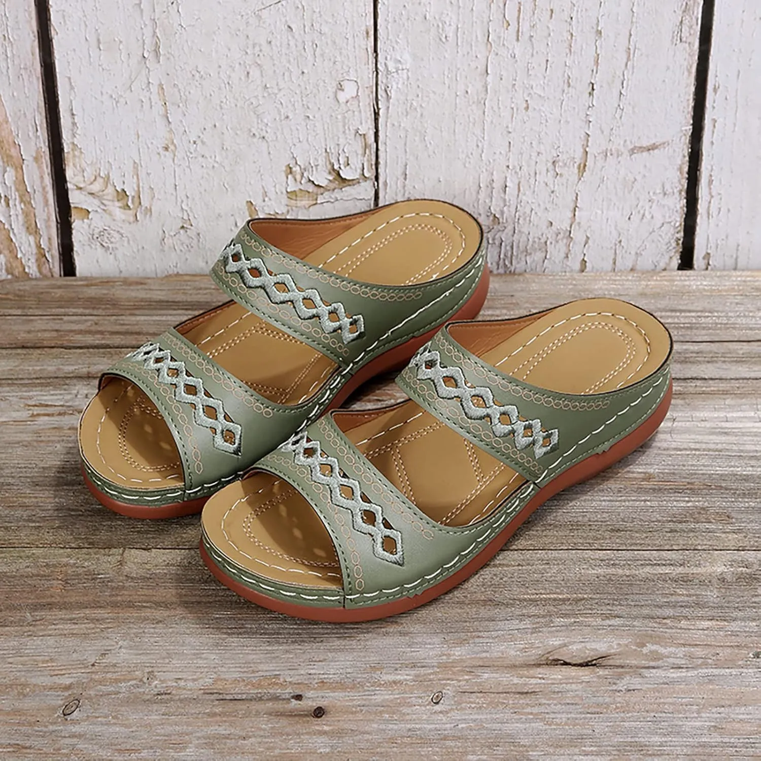 Eduavar Womens Sandals Dressy, Sandals Women Comfortable Sandals Slippers Open Toe Wedge Sandals with Arch Support