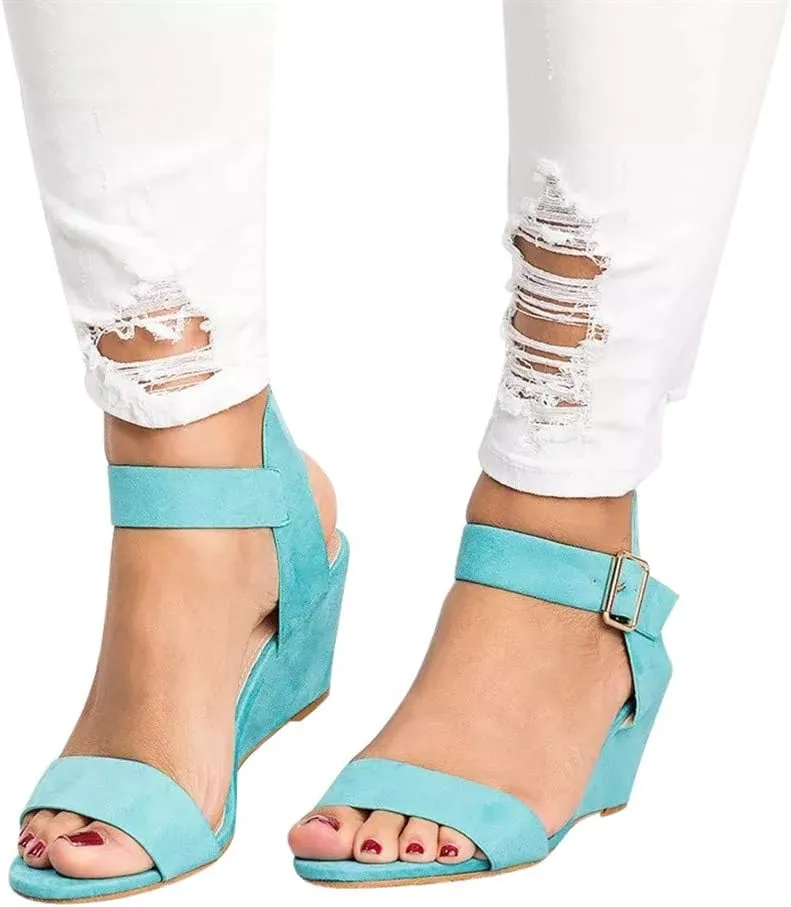 Eduavar Womens Wedge Sandals, Orthopedic Sandals for Women Open Toe Ankle Strap Wedge Sandals Summer Dress Shoes
