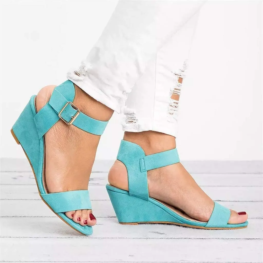 Eduavar Womens Wedge Sandals, Orthopedic Sandals for Women Open Toe Ankle Strap Wedge Sandals Summer Dress Shoes