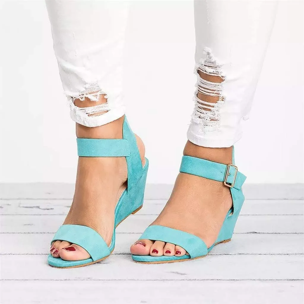 Eduavar Womens Wedge Sandals, Orthopedic Sandals for Women Open Toe Ankle Strap Wedge Sandals Summer Dress Shoes