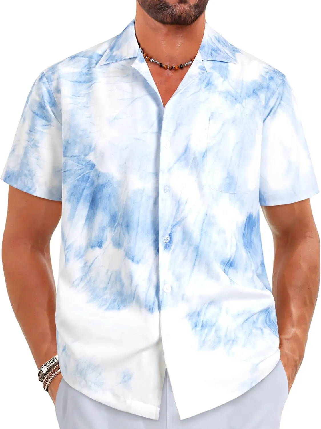 ELETOP Men's Hawaiian Shirt Tropical Beach Shirts Short Sleeve Aloha Floral Vacation Button Down Shirts