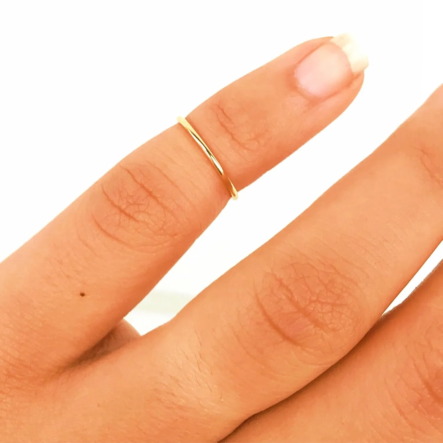 Ellie J Maui Handmade 14K Gold Filled 1mm Stacking Rings for Women, Tarnish Free Gold Jewelry for Women and Teen Girls, Thumb Rings for Women, Stackable Rings Available in Size 0 to 11 (2PCS, 10)