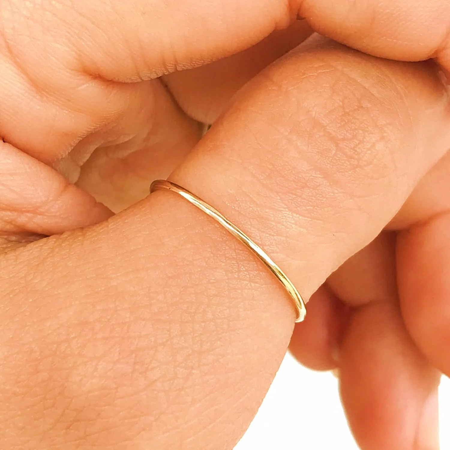 Ellie J Maui Handmade 14K Gold Filled 1mm Stacking Rings for Women, Tarnish Free Gold Jewelry for Women and Teen Girls, Thumb Rings for Women, Stackable Rings Available in Size 0 to 11 (2PCS, 10)