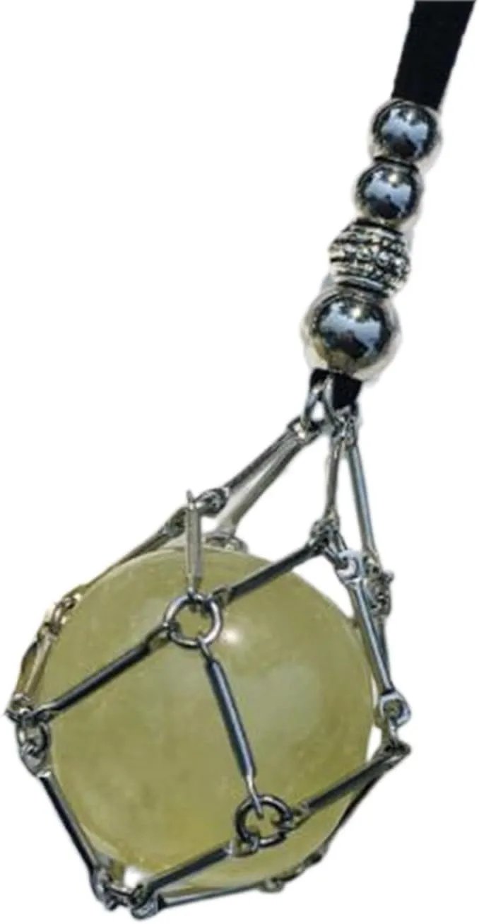 Empty Crystal Stone Holder Necklace Cord Adjustable Natural Crystal Cage Necklace Chain Mesh Pendant Necklace Gifts