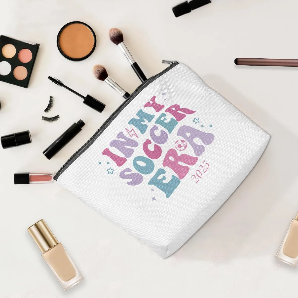 ENGVZ In My Soccer Era 2025: Sports-Style Makeup Bag with Shockproof Design - Portable Cosmetic Pouch for Football Players | Gym-Ready & Travel-Friendly Bag (Durable & Water-Resistant)
