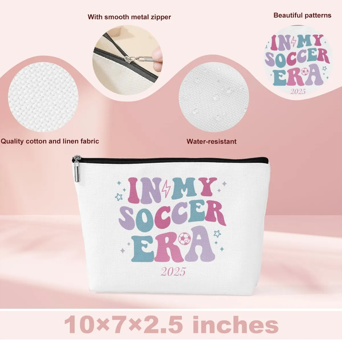 ENGVZ In My Soccer Era 2025: Sports-Style Makeup Bag with Shockproof Design - Portable Cosmetic Pouch for Football Players | Gym-Ready & Travel-Friendly Bag (Durable & Water-Resistant)