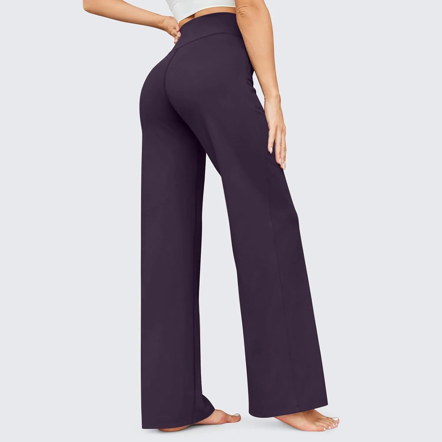 eoeioa Wide Leg Yoga Pants with Pockets for Women Elastic High Waist Straight Sweatpants Comfy Drawstring Lounge Pajama Pants