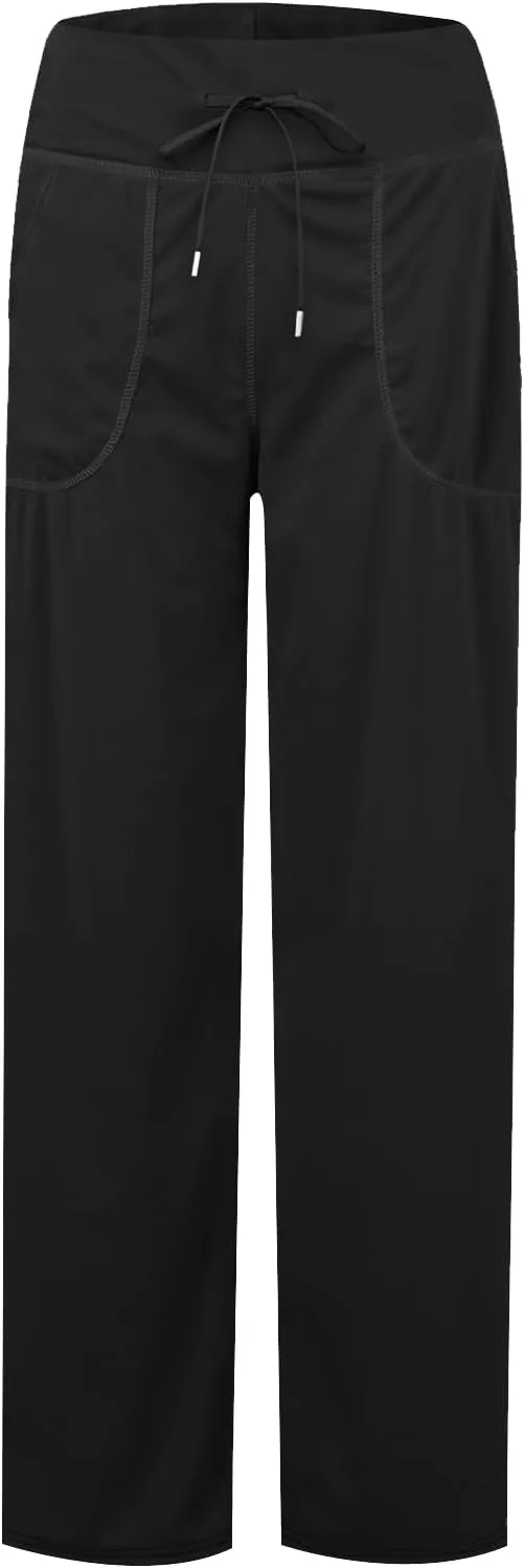 eoeioa Wide Leg Yoga Pants with Pockets for Women Elastic High Waist Straight Sweatpants Comfy Drawstring Lounge Pajama Pants