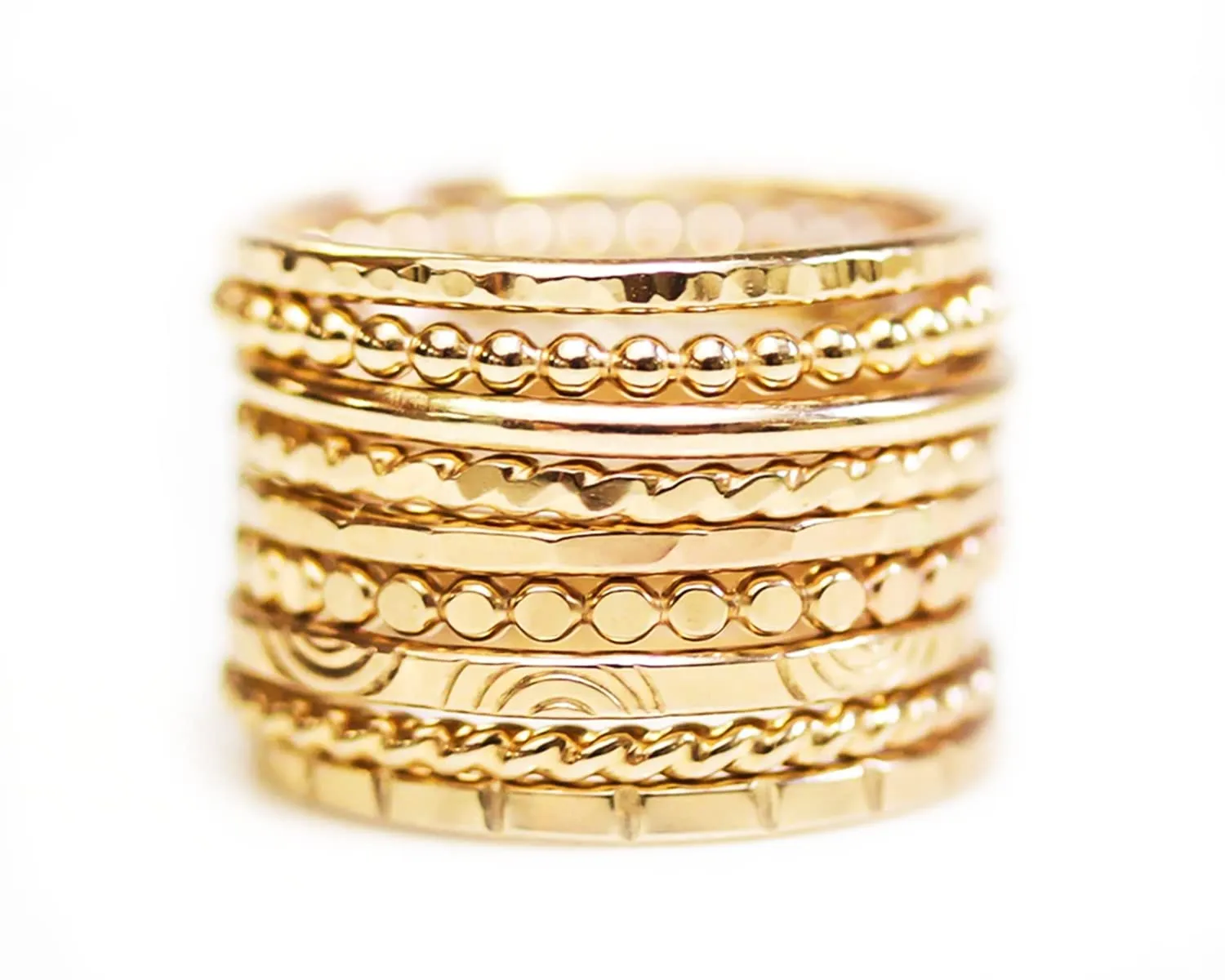 Essential Textures Stacking Ring by Amy Waltz Designs, Handmade Textured Stacking Rings in Gold