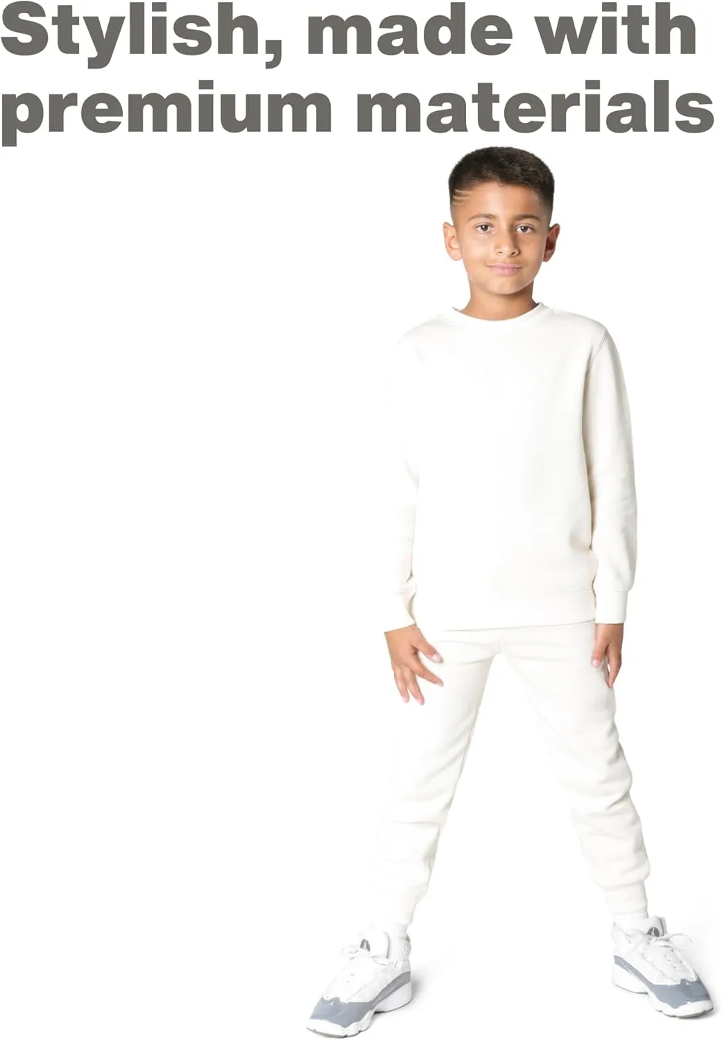 EVERYDAY KIDS Boys Fleece Crewneck Sweatshirt; Boys Long Sleeve Pullover Shirt - Soft and Breathable Cotton/Poly Blend
