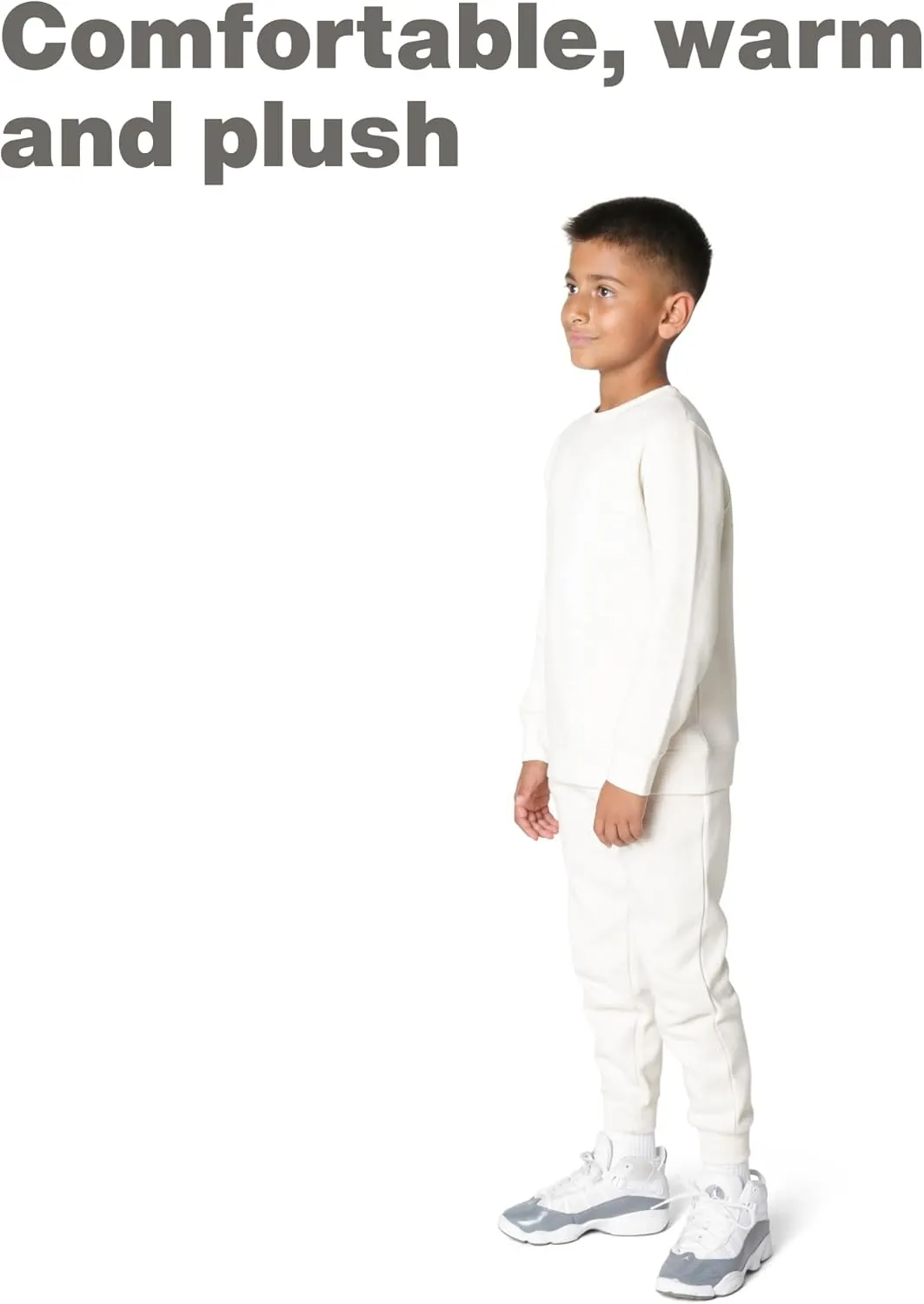 EVERYDAY KIDS Boys Fleece Crewneck Sweatshirt; Boys Long Sleeve Pullover Shirt - Soft and Breathable Cotton/Poly Blend