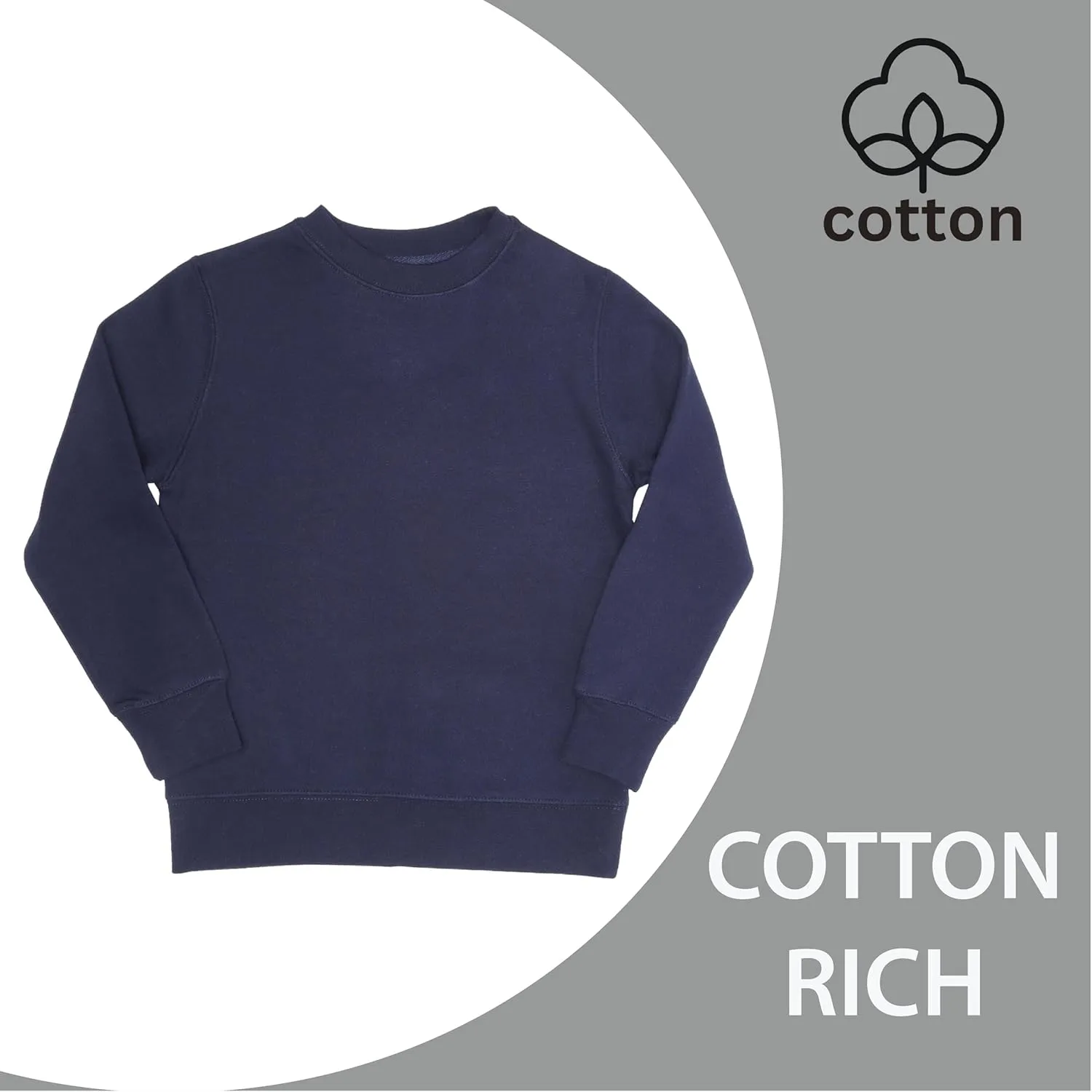 EVERYDAY KIDS Boys Fleece Crewneck Sweatshirt; Boys Long Sleeve Pullover Shirt - Soft and Breathable Cotton/Poly Blend
