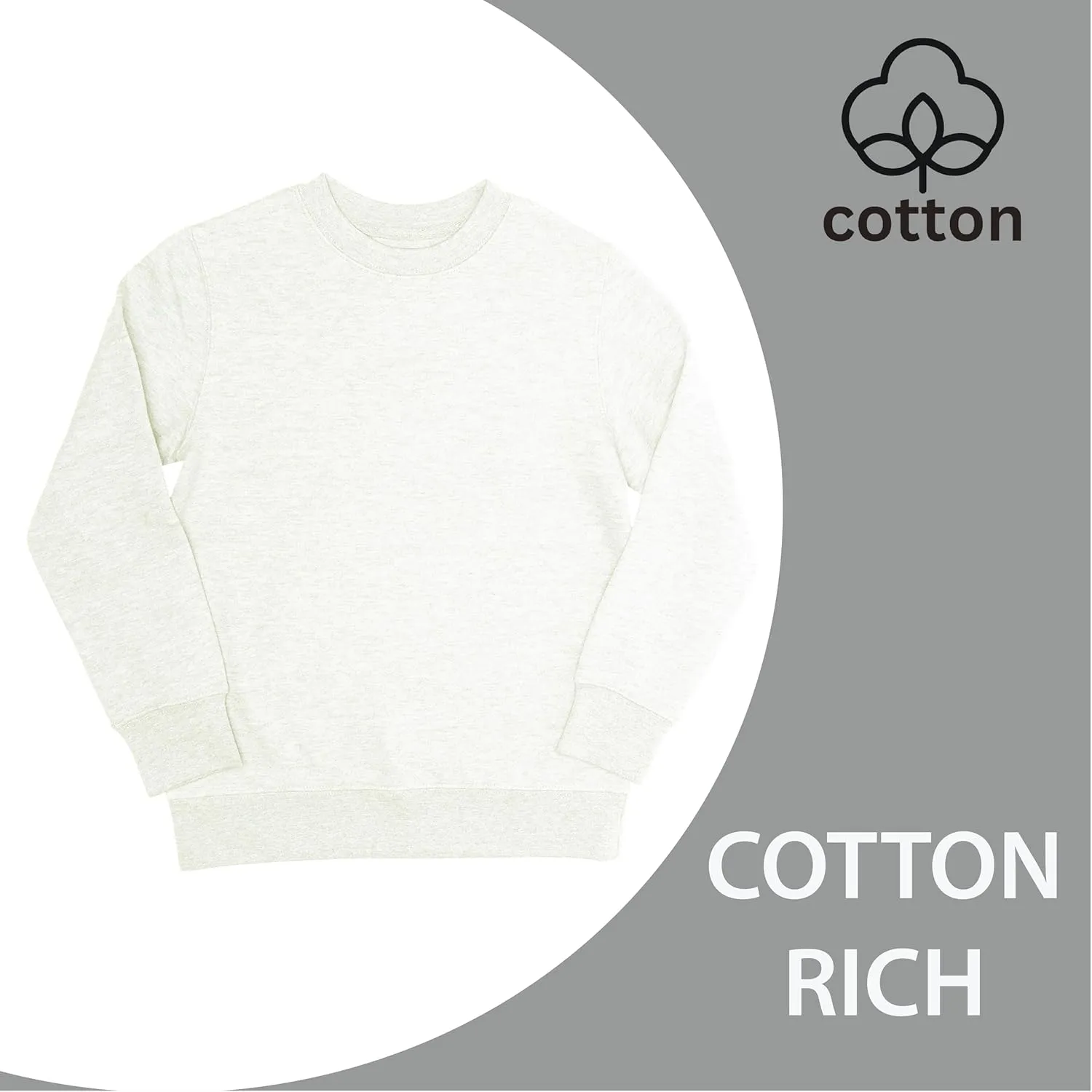 EVERYDAY KIDS Boys Fleece Crewneck Sweatshirt; Boys Long Sleeve Pullover Shirt - Soft and Breathable Cotton/Poly Blend
