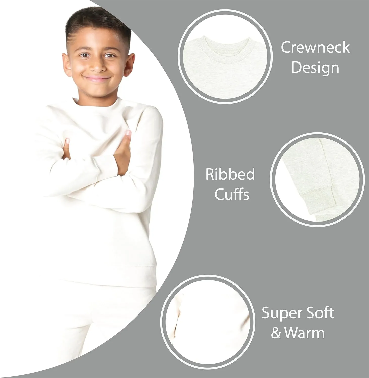 EVERYDAY KIDS Boys Fleece Crewneck Sweatshirt; Boys Long Sleeve Pullover Shirt - Soft and Breathable Cotton/Poly Blend