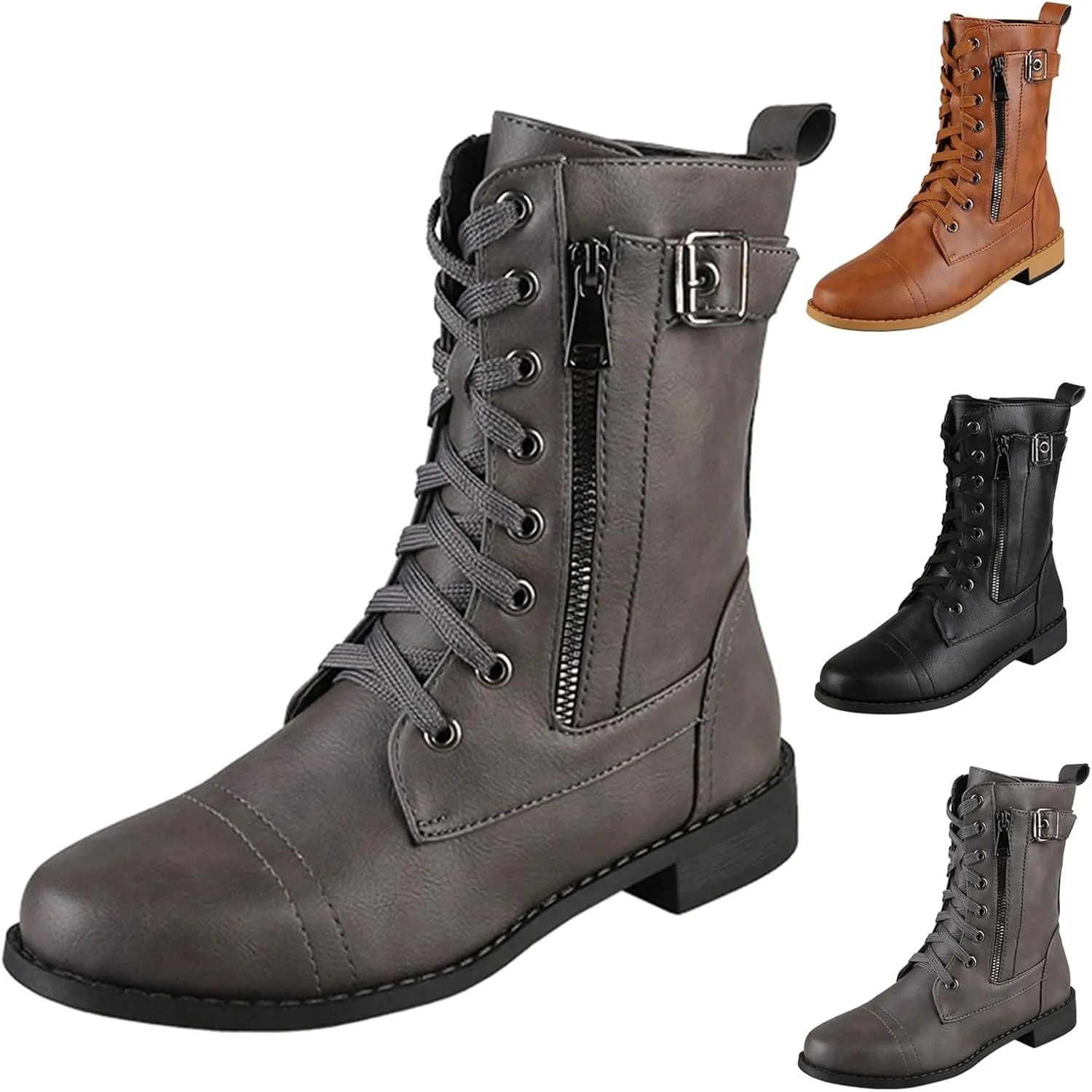 Fall Boots for Women 2024 Ankle Brown Booties Women Ladies Booties Ankle Boots Hiking Shoes Women Soft Sole Fashion Lace-up Round Toe Comfortable Low Heel