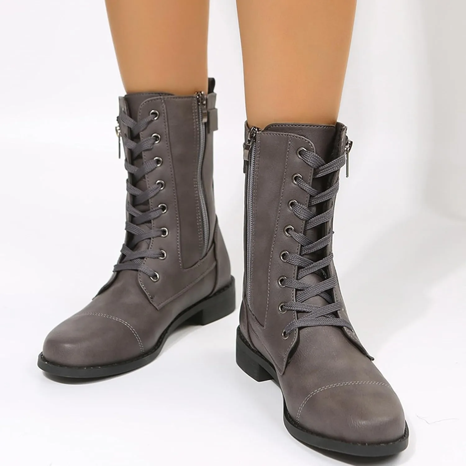 Fall Boots for Women 2024 Ankle Brown Booties Women Ladies Booties Ankle Boots Hiking Shoes Women Soft Sole Fashion Lace-up Round Toe Comfortable Low Heel