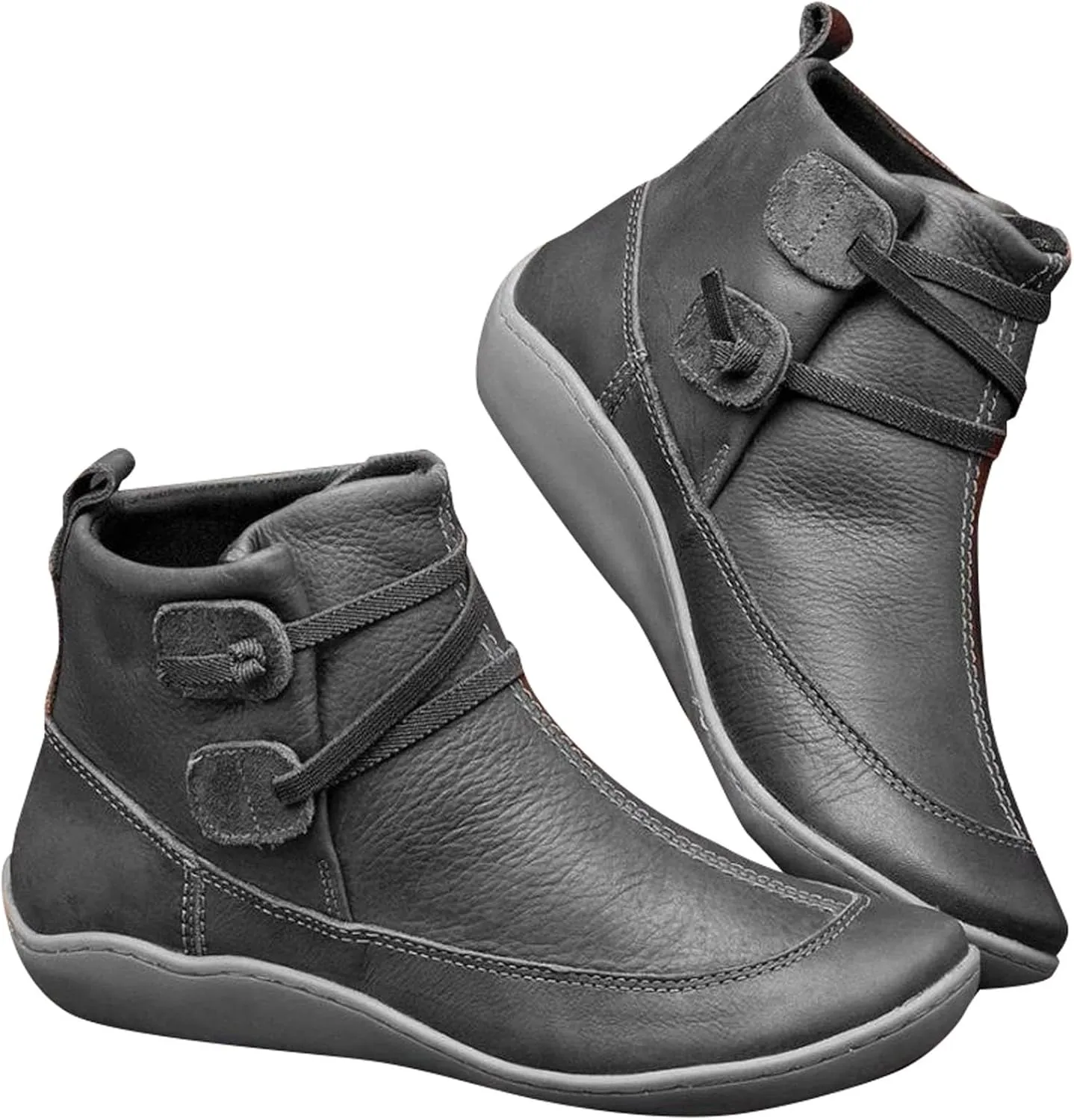 Fall Boots Women Ankle Black Wedge Booties Short Boots for Women Flat Boot Laces Comfy Casual Closed Back Lace-up Round Toe Comfortable Low Heel