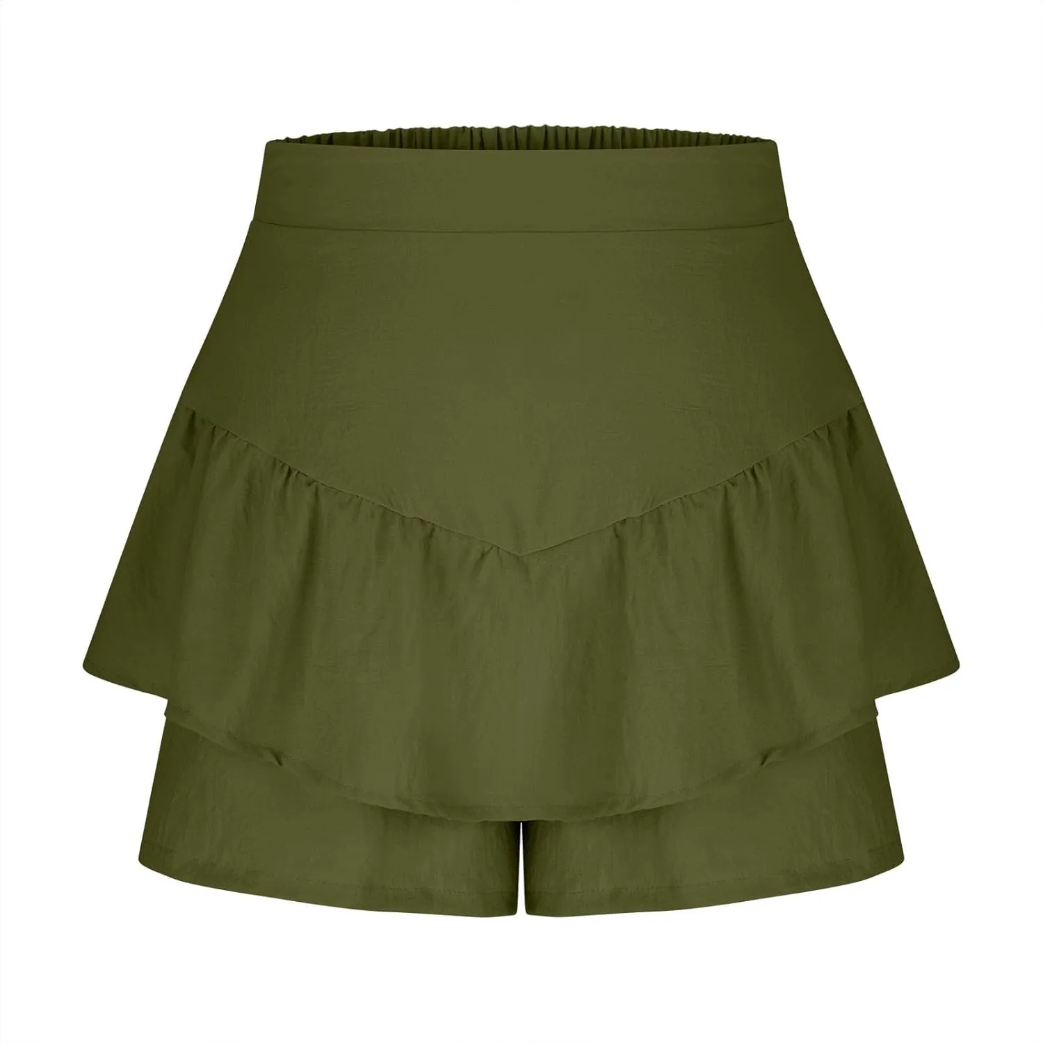 Flowy Shorts for Women Trendy Ruffle Tiered Tummy Control Mini Skirts Dressy Casual Plain High Waisted Pleated Skorts