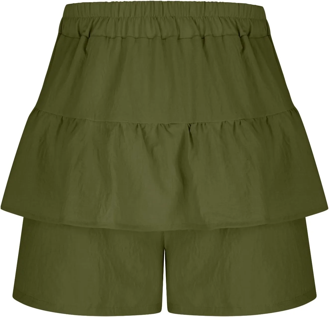 Flowy Shorts for Women Trendy Ruffle Tiered Tummy Control Mini Skirts Dressy Casual Plain High Waisted Pleated Skorts