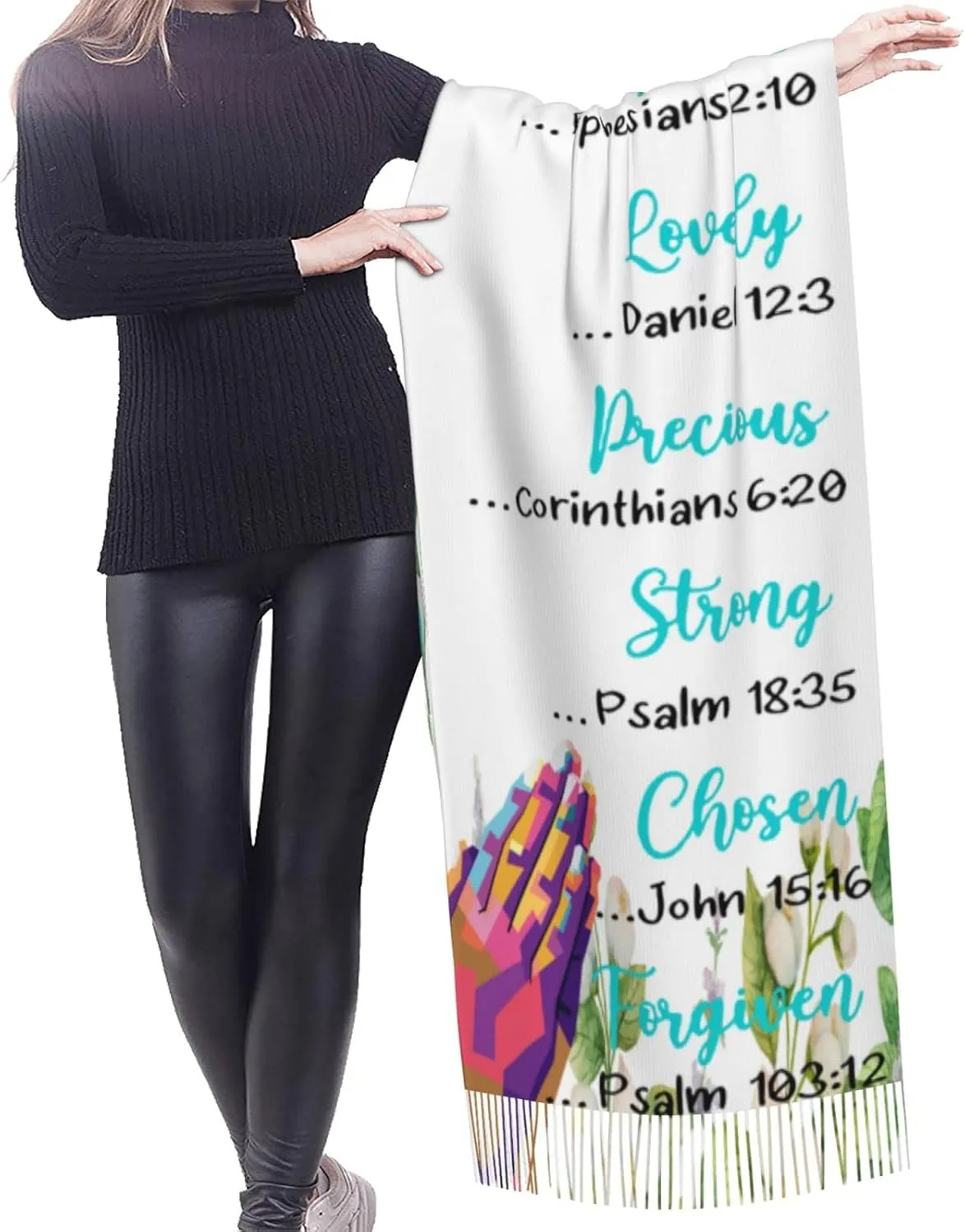 fringe Bible Verse God Says You Are Religious Christian Scripture Folded Hands In Prayer Wraps Scarves