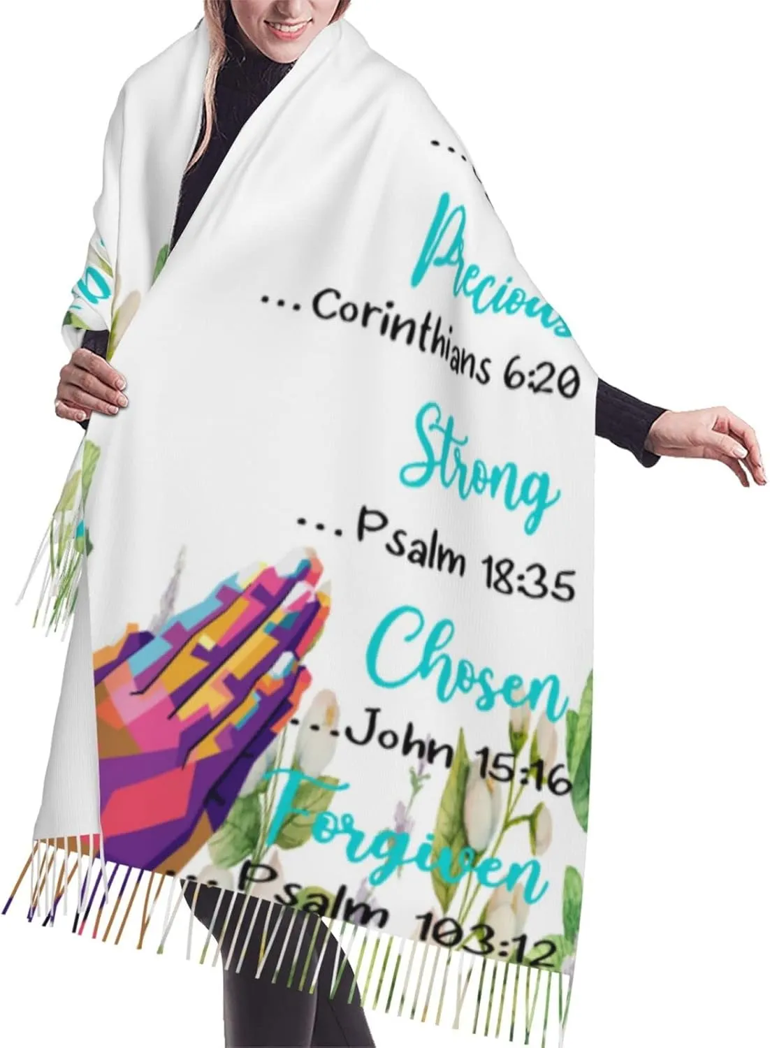 fringe Bible Verse God Says You Are Religious Christian Scripture Folded Hands In Prayer Wraps Scarves