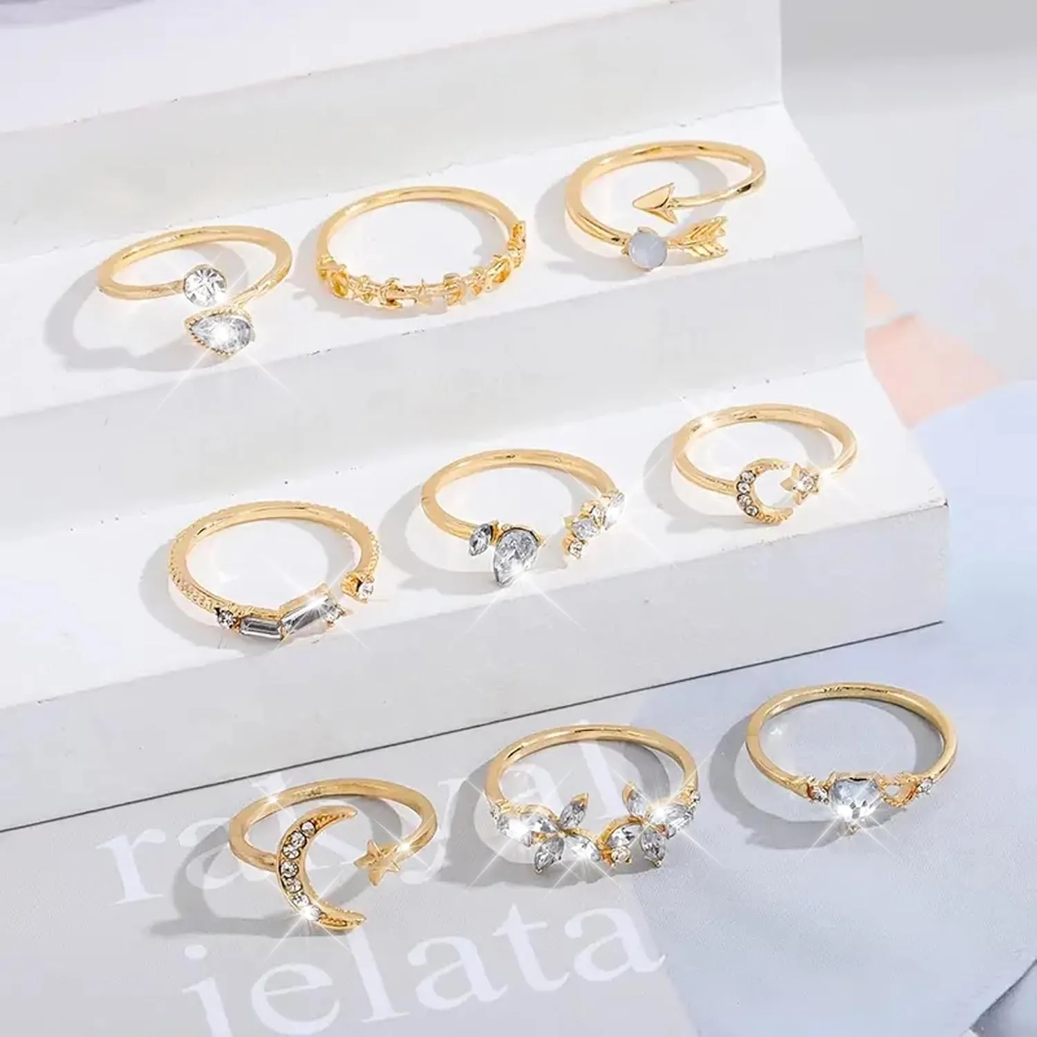 Frodete Gold Bow Rings Set for Women Trendy Ribbon Heart Rings Pearl Ring Silver Stackable Rings Adjustable Open Knuckle Midi Rings Jewelry Gifts