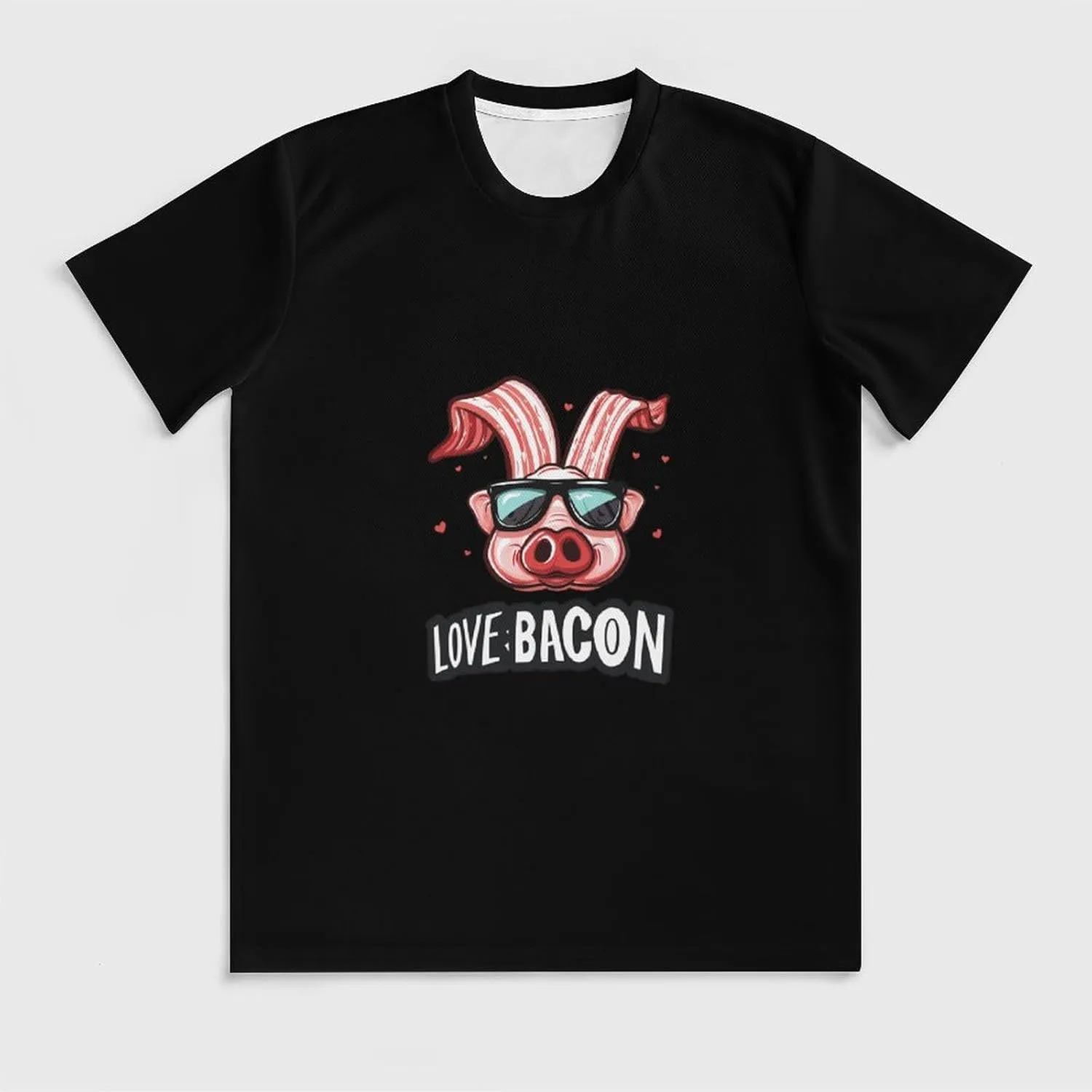 Funny Bacon I Love Bacon Mens T-Shirts Short Sleeve Crew Shirts Summer Tee Top Casual Clothing for Beach Athletic Workout