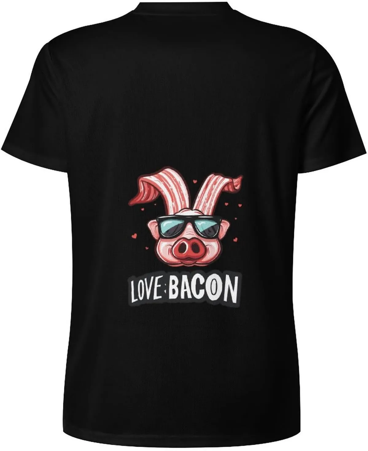 Funny Bacon I Love Bacon Mens T-Shirts Short Sleeve Crew Shirts Summer Tee Top Casual Clothing for Beach Athletic Workout