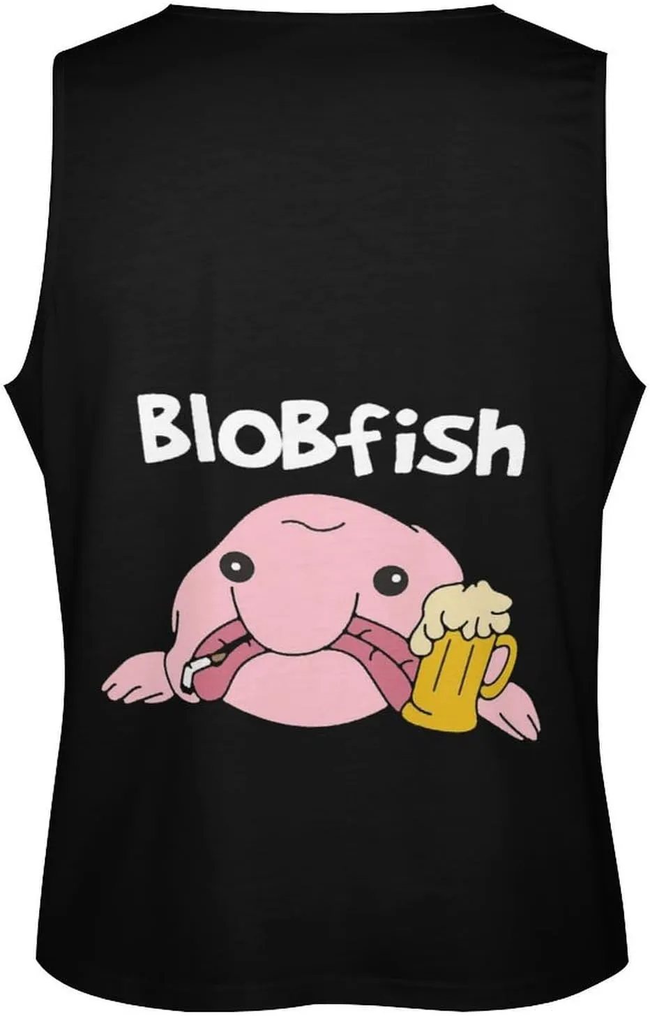 Funny Blobfish Men's Muscle Tank Top Graphic T-Shirt Workout Vest Gym Sleeveless Tees