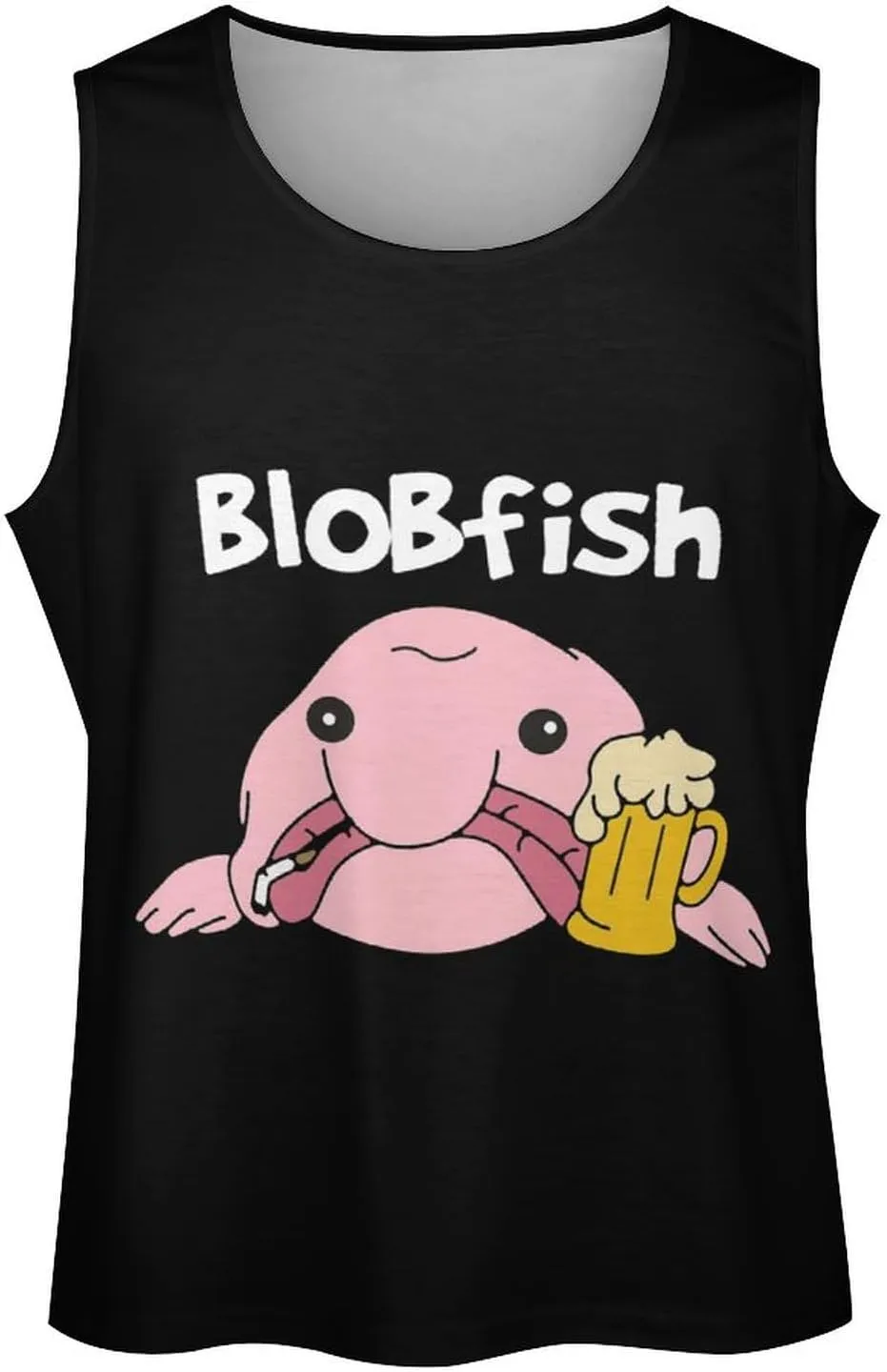 Funny Blobfish Men's Muscle Tank Top Graphic T-Shirt Workout Vest Gym Sleeveless Tees