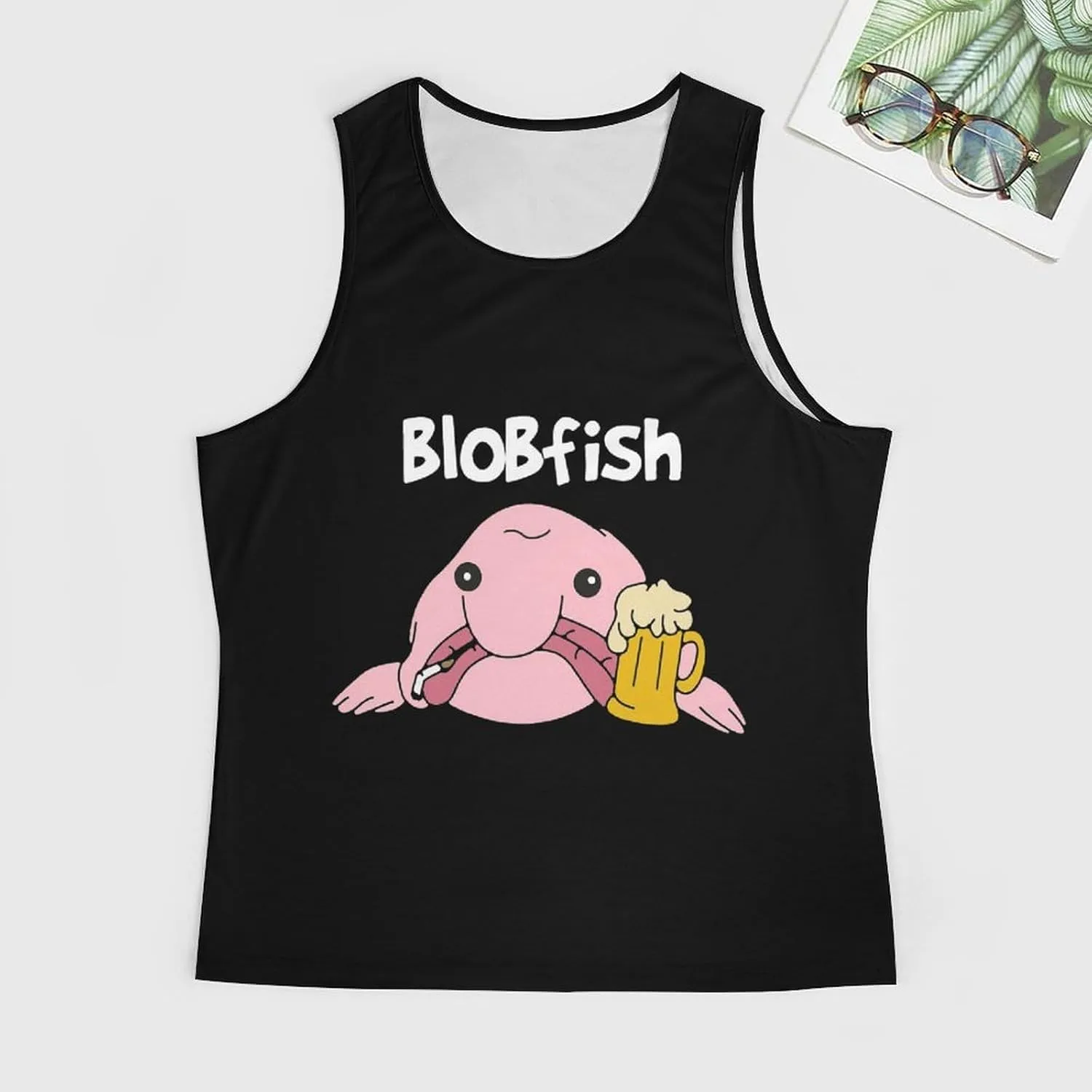 Funny Blobfish Men's Muscle Tank Top Graphic T-Shirt Workout Vest Gym Sleeveless Tees
