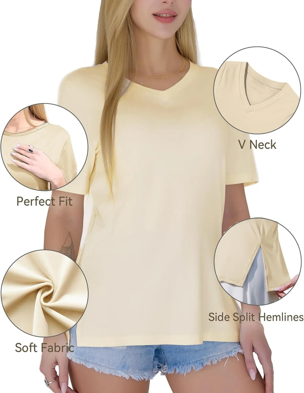 GAYHAY 3 Pack V Neck T Shirts for Women - Casual Loose Fit Spring Summer Tops Trendy Soft Short Sleeve Basics Tees 2025