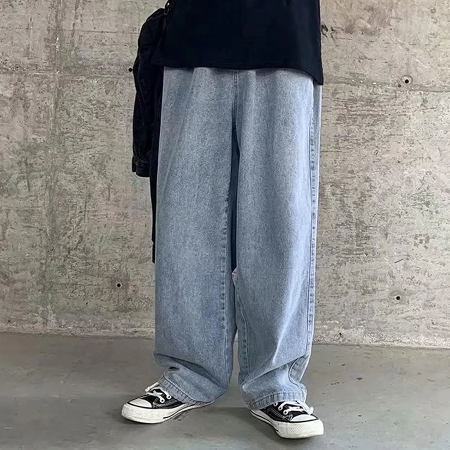 GIERIDUC Harajuku Hip Hop Denim Pants Men Winter Workout Clothes for Men Casual Jogger Pants for Men Long Legged Joggers Mens
