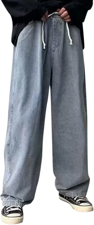 GIERIDUC Harajuku Hip Hop Denim Pants Men Winter Workout Clothes for Men Casual Jogger Pants for Men Long Legged Joggers Mens
