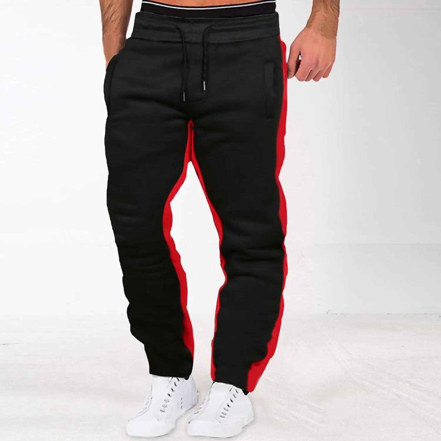 GIERIDUC Joggers Pants for Men with Pockets Mens Jogger Fleece Sweatpants Dress Pants for Short Men Light Blue Trousers Mens