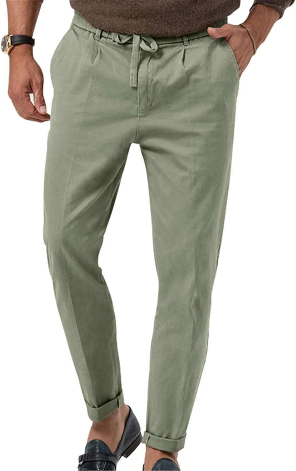 GIERIDUC Mens Casual Pants Relaxed Fit Husky Mens Elastic Waist Casual Mens Black Slim Fit Trousers Best Dress Pants for Men