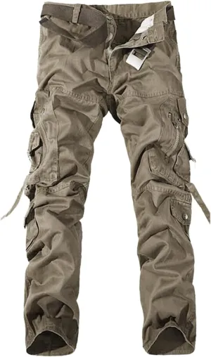 GIERIDUC Straight Leg Cargo Pants for Mens Home Workout Equipment for Men Brown Dress Pants Slim Fit Big and Tall Mens Pants