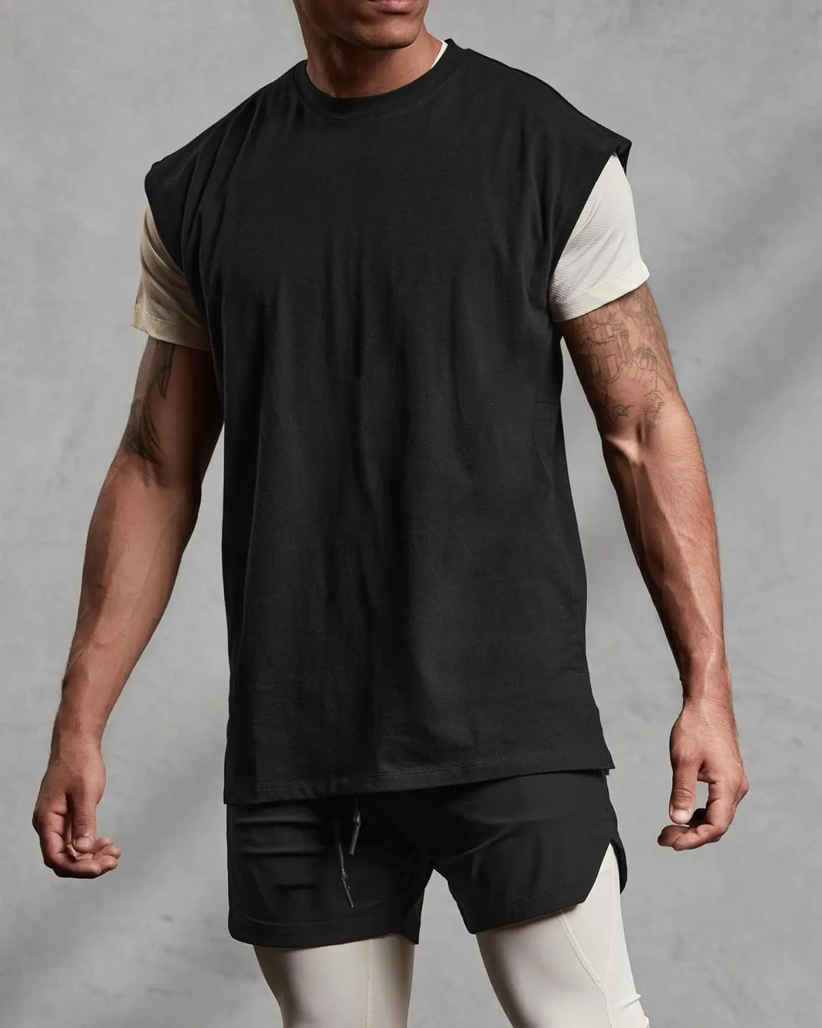 GINTPK Men's Sleeveless Workout Shirt Cotton Cut Off Shirt Activewear Tank Tops