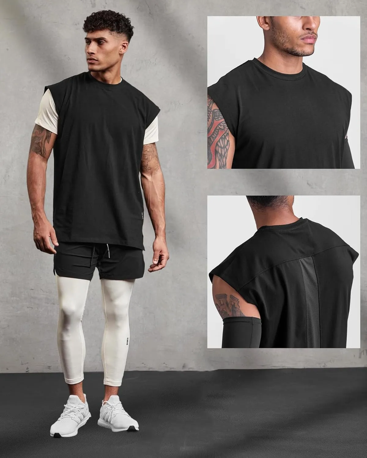 GINTPK Men's Sleeveless Workout Shirt Cotton Cut Off Shirt Activewear Tank Tops
