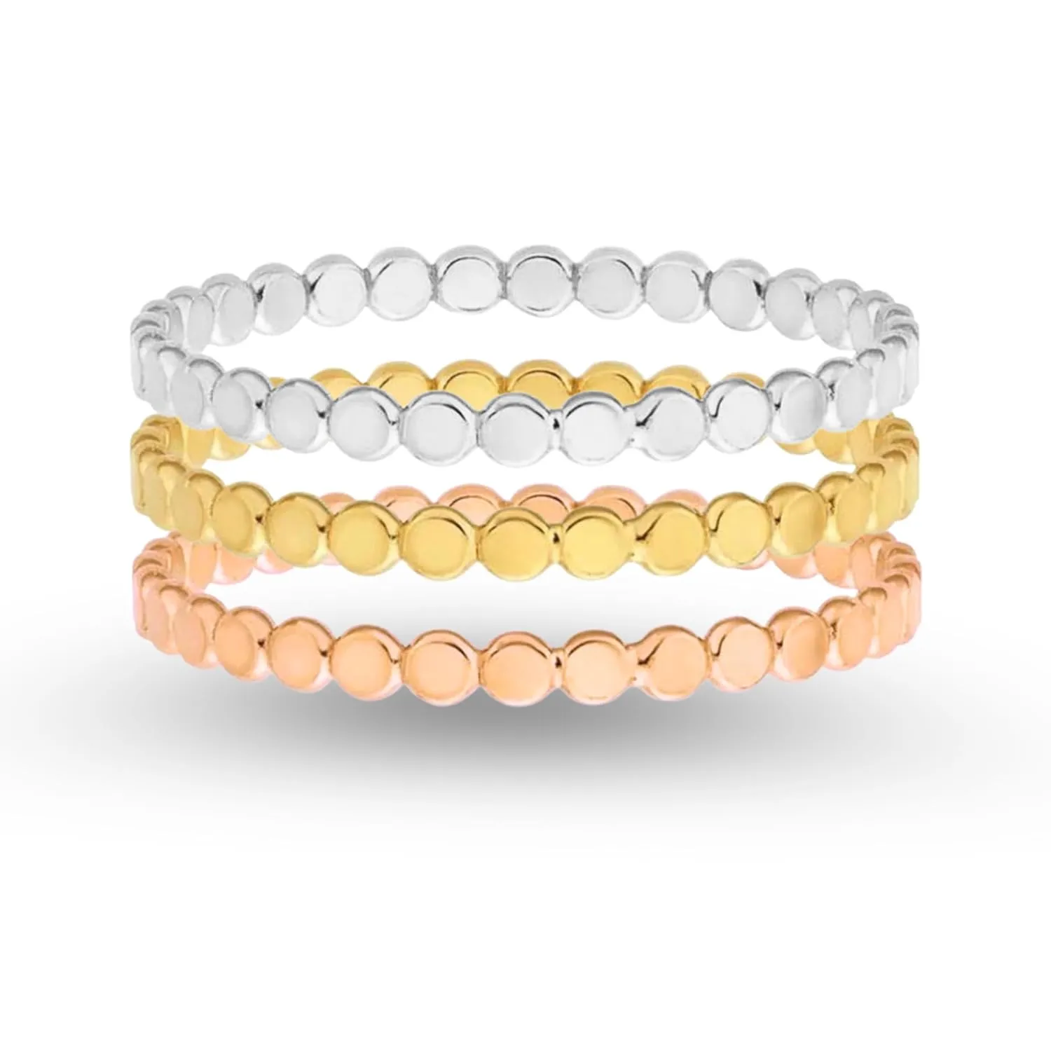 Glimmer Stacking Ring | Silver, Gold, or Rose Gold | Hammered Dot Beaded Stackable Dainty Ring Band | USA Sizes 4-12 (5, 14K Rose Gold Fill)