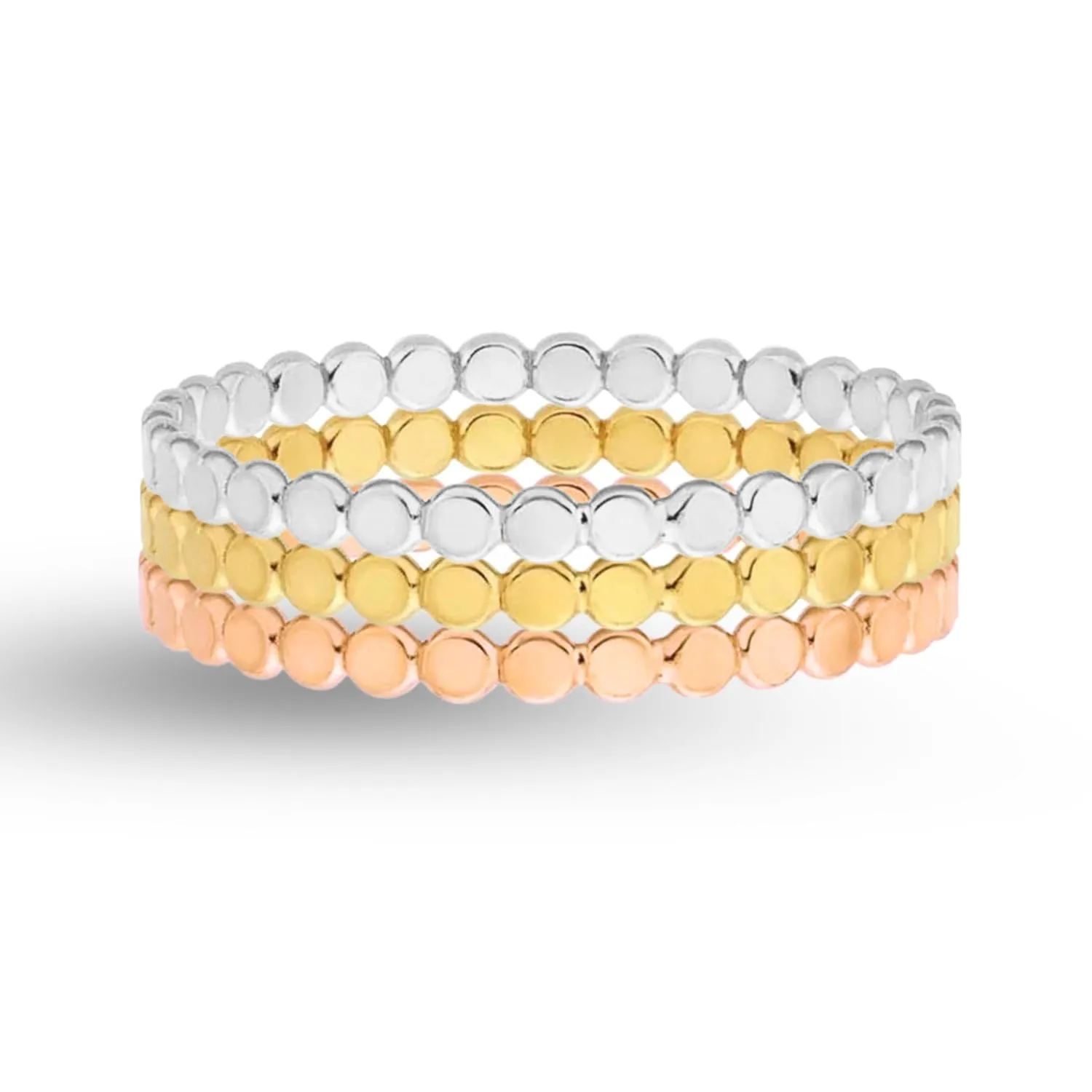 Glimmer Stacking Ring | Silver, Gold, or Rose Gold | Hammered Dot Beaded Stackable Dainty Ring Band | USA Sizes 4-12 (5, 14K Rose Gold Fill)