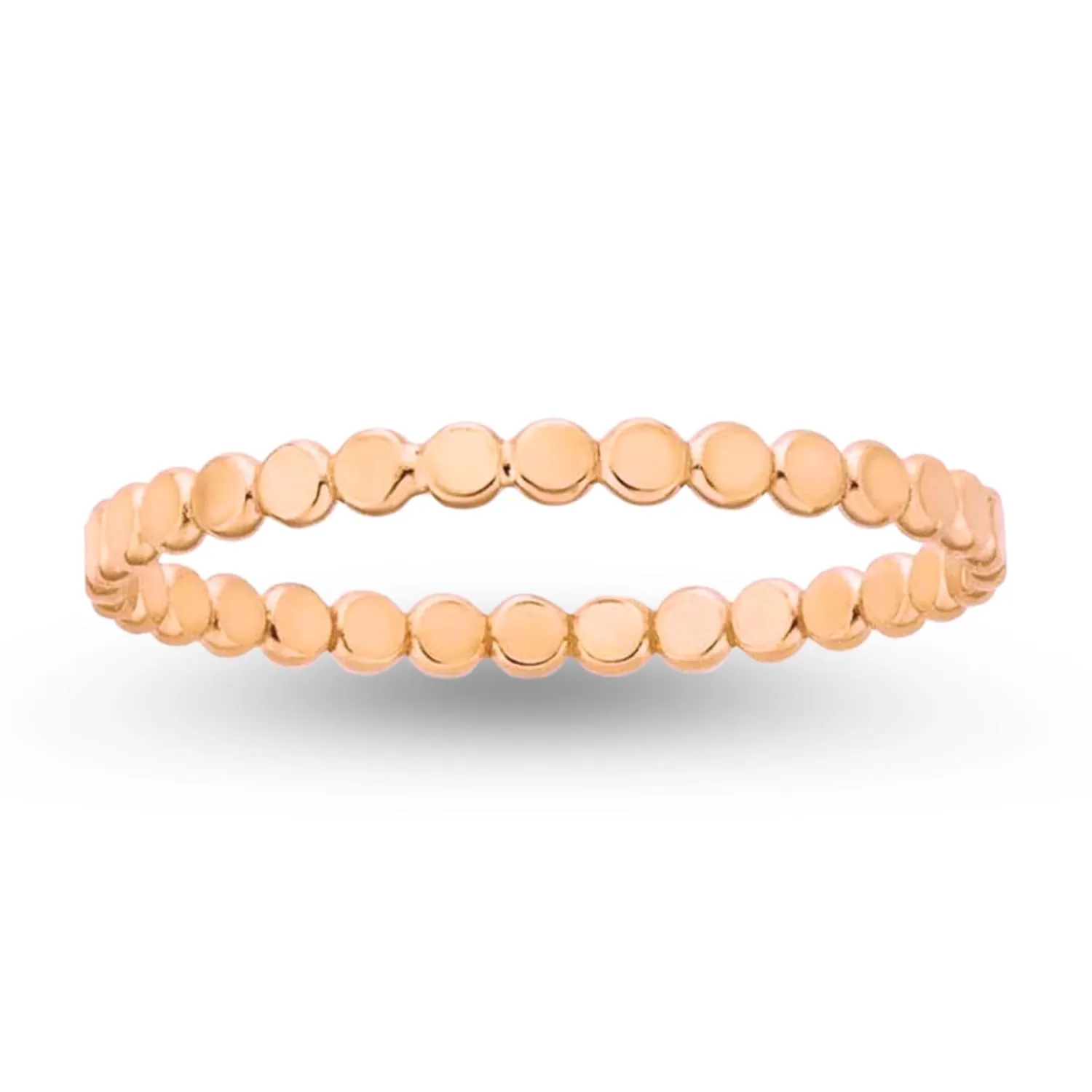 Glimmer Stacking Ring | Silver, Gold, or Rose Gold | Hammered Dot Beaded Stackable Dainty Ring Band | USA Sizes 4-12 (5, 14K Rose Gold Fill)